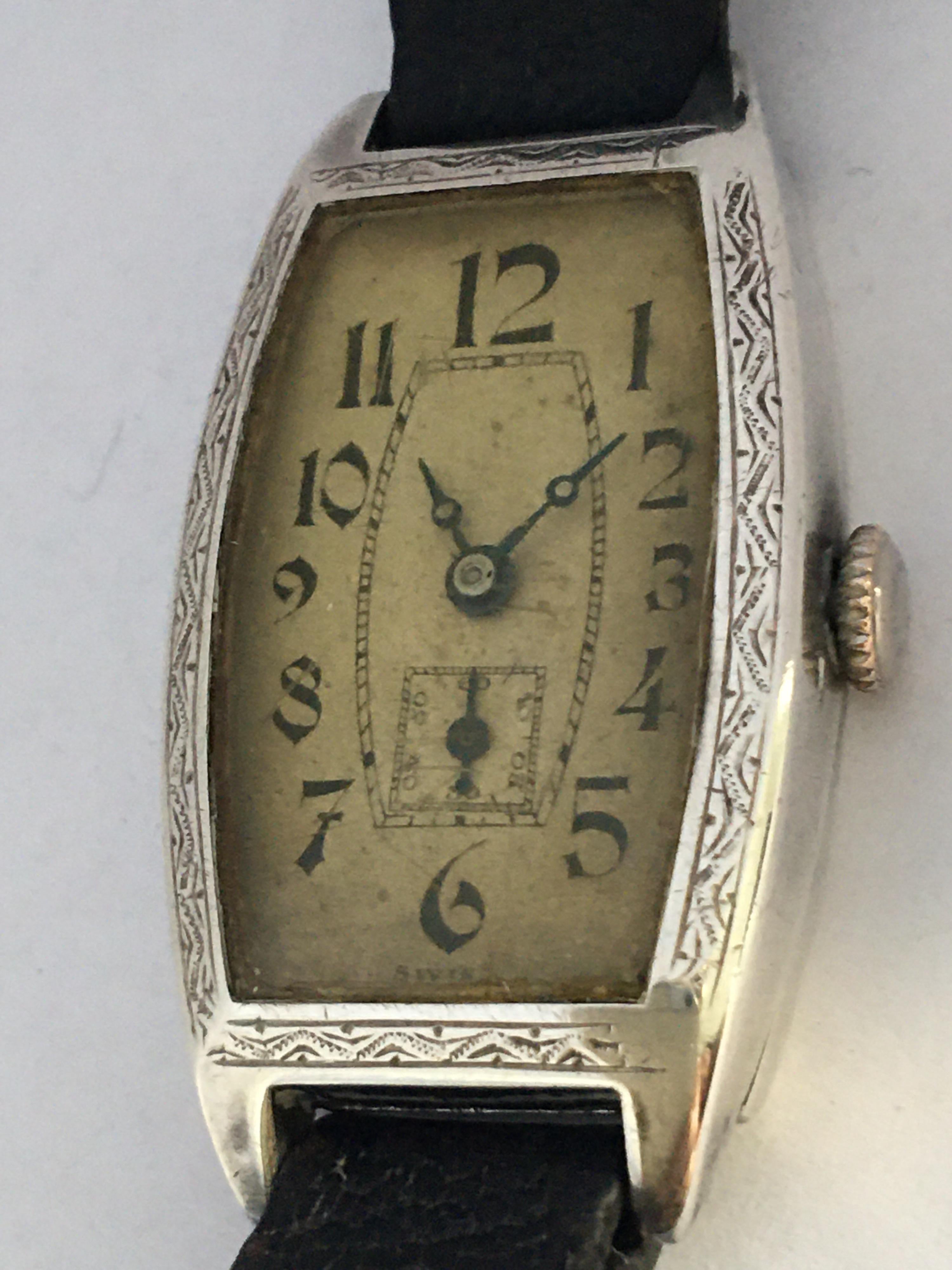 Vintage 1930s Silver Invicta Mechanical Watch For Sale 6