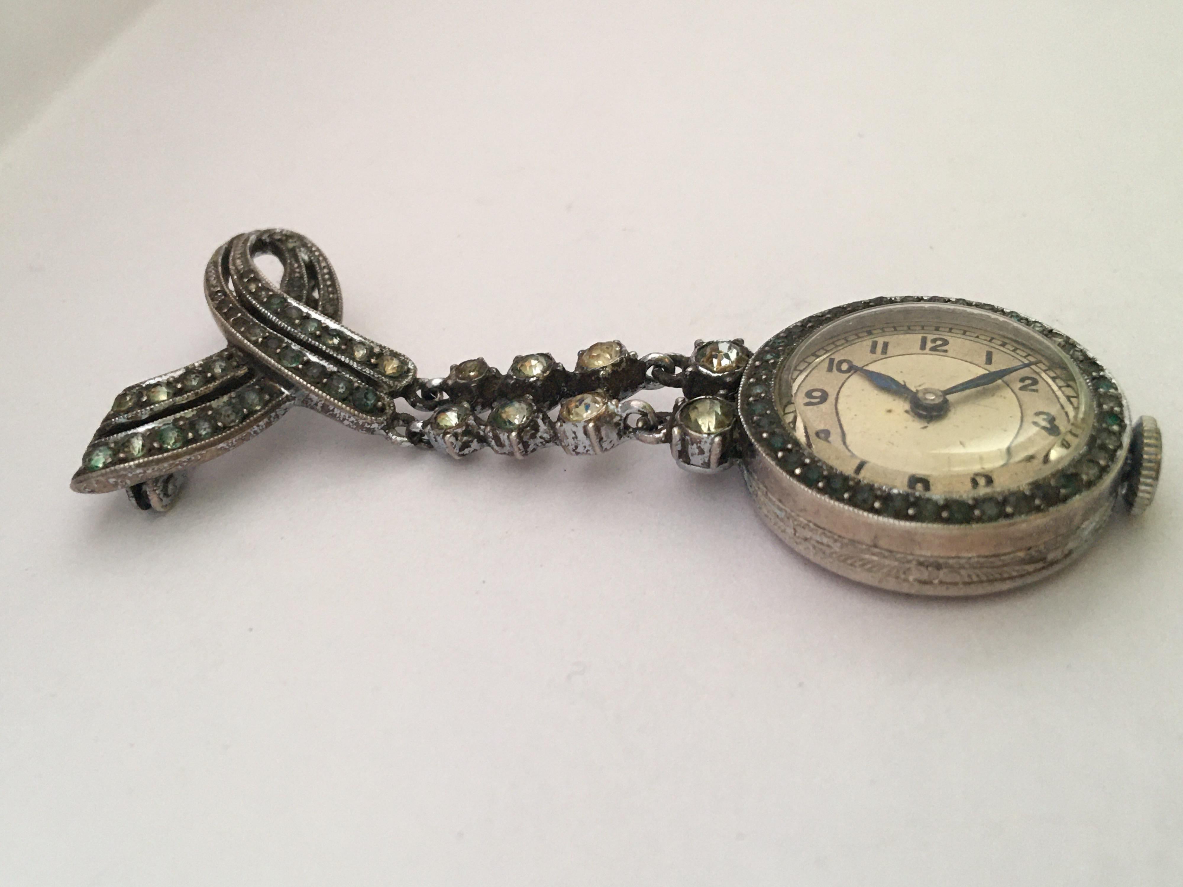 Vintage 1930s Silver Plated Mechanical Nurse’s Watch 3