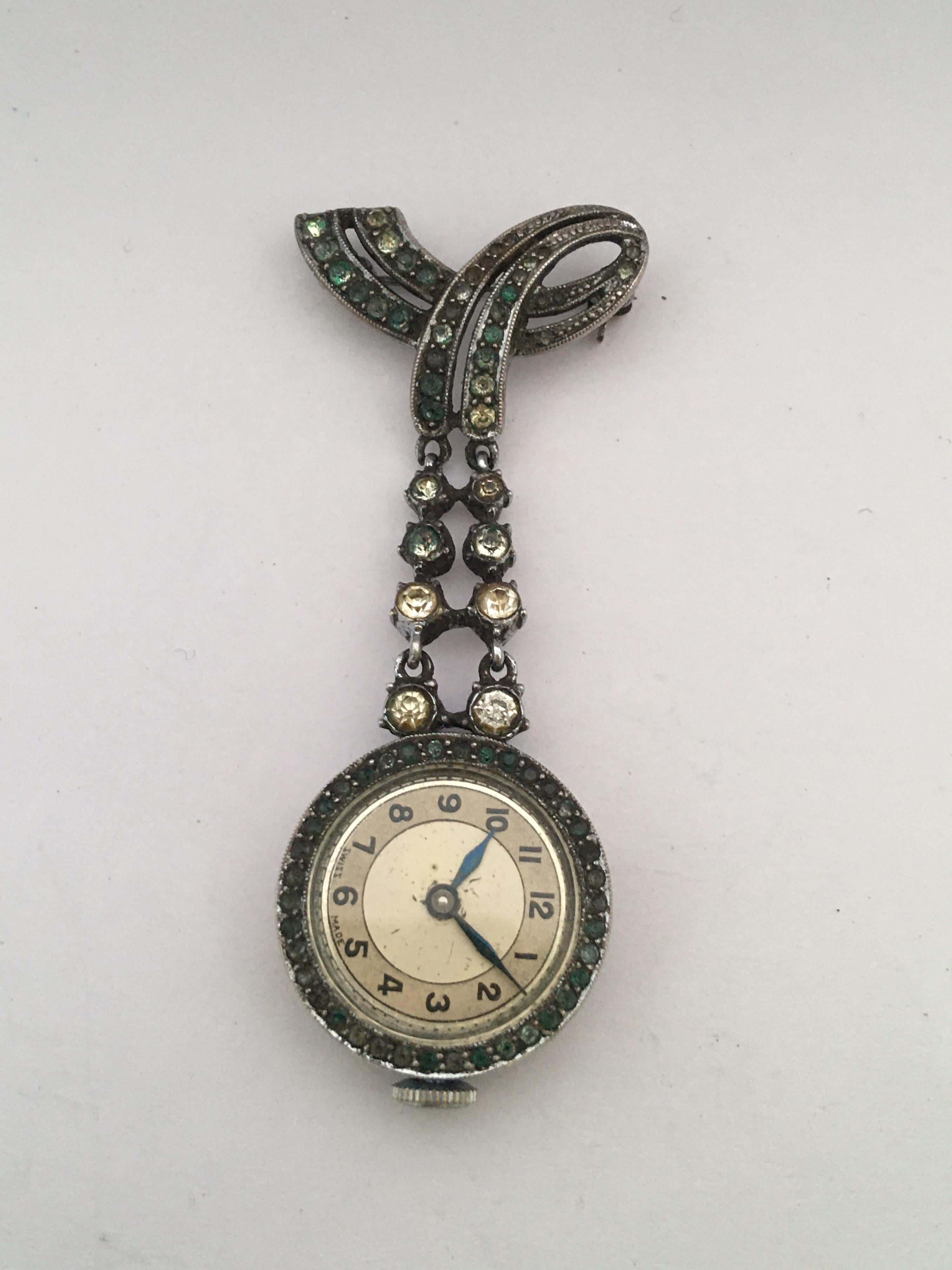Vintage 1930s Silver Plated Mechanical Nurse’s Watch 6