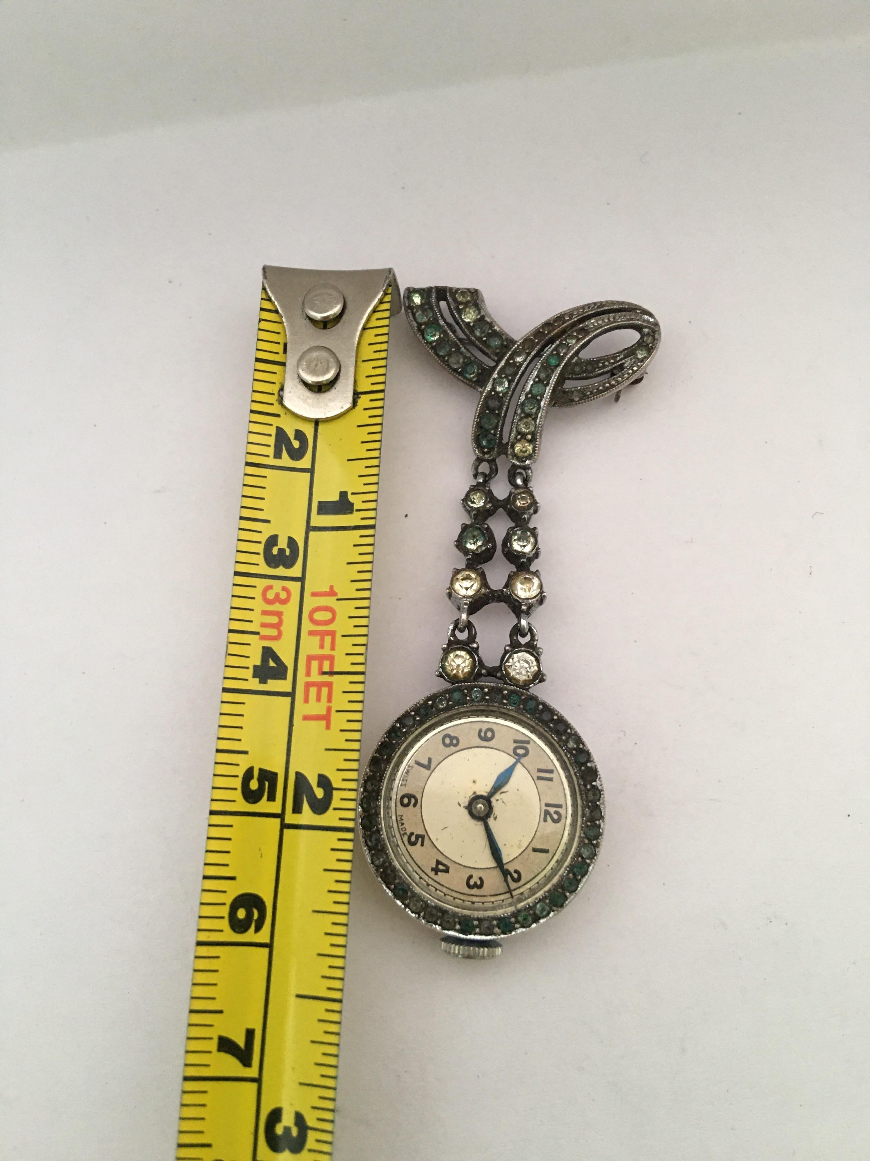 Vintage 1930s Silver Plated Mechanical Nurse’s Watch In Good Condition In Carlisle, GB