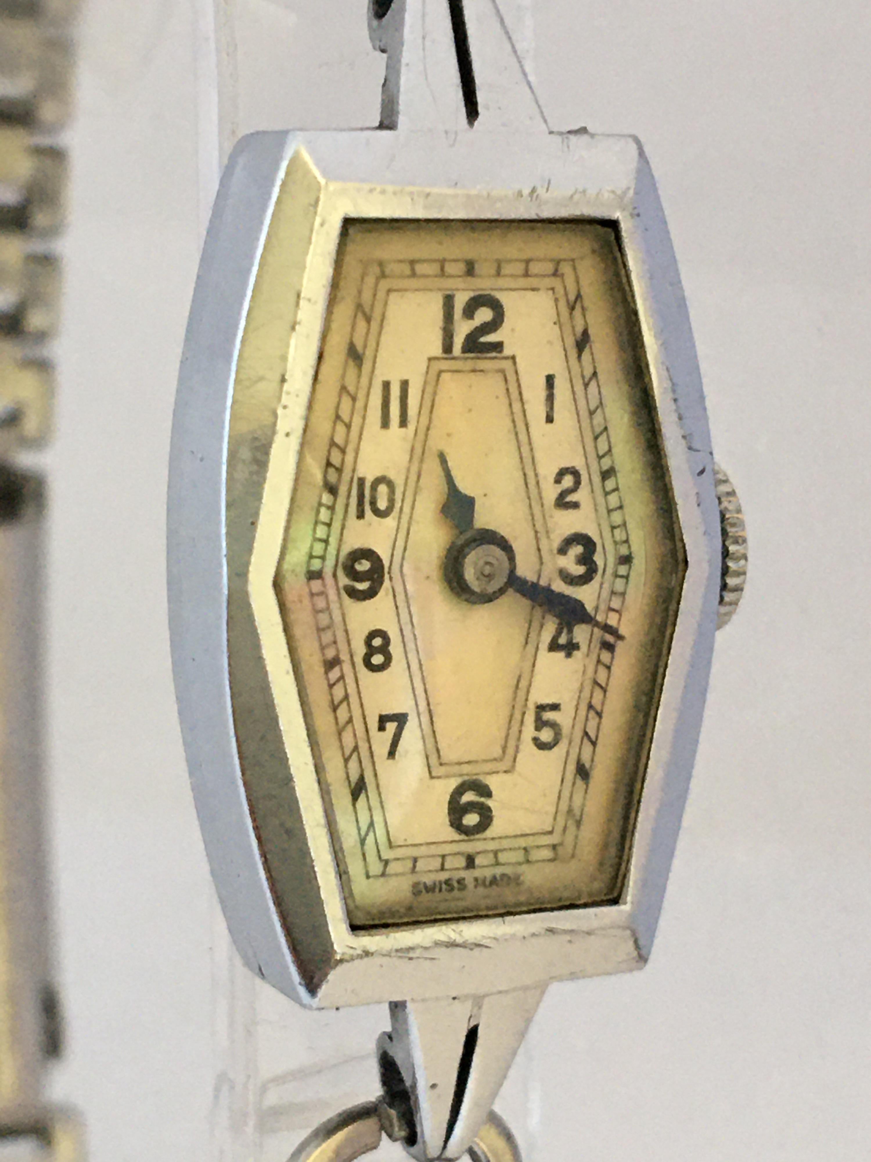 Vintage 1930s Stainless Steel Ladies Mechanical Cocktail Watch 6