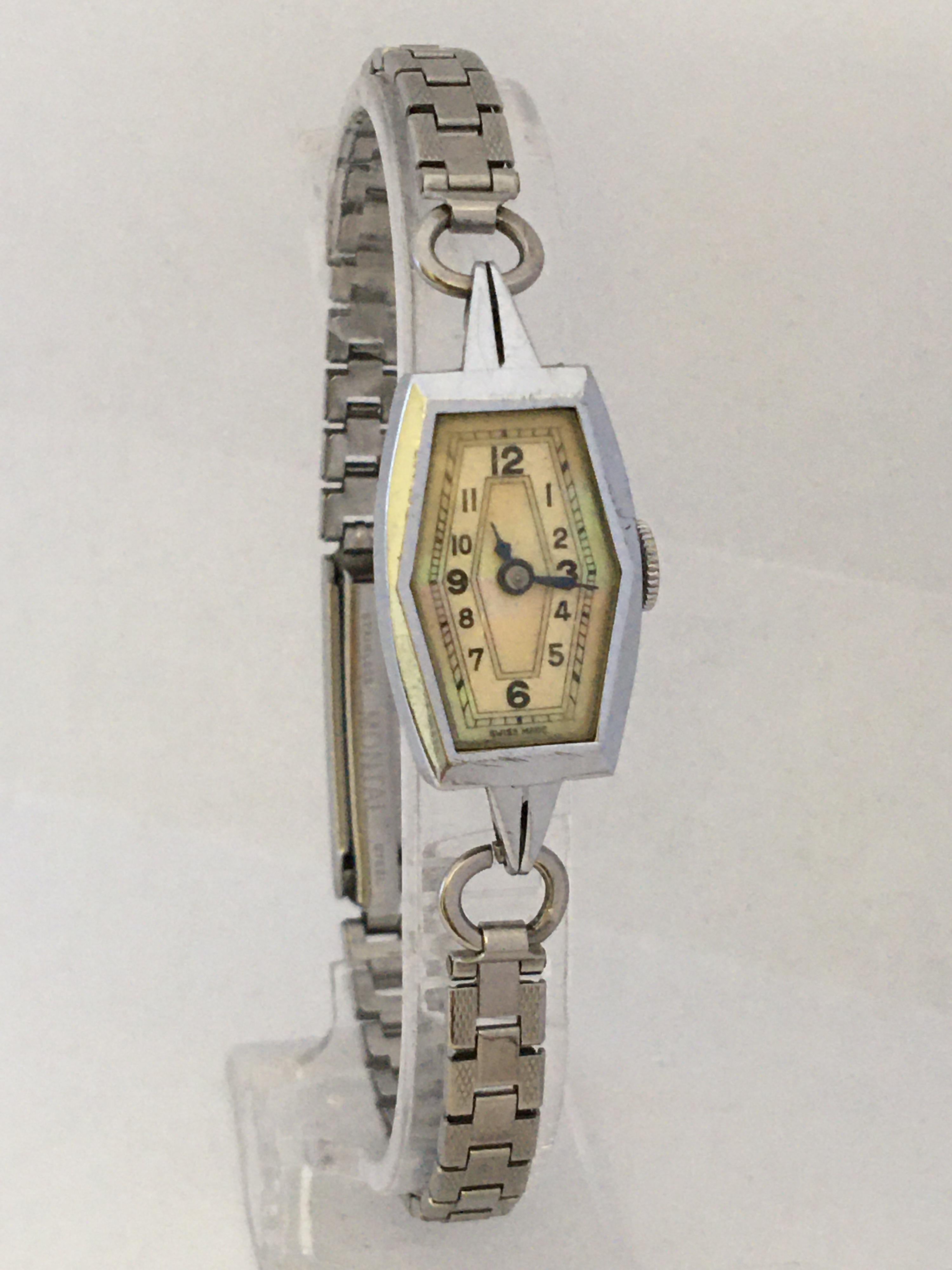 Vintage 1930s Stainless Steel Ladies Mechanical Cocktail Watch 9