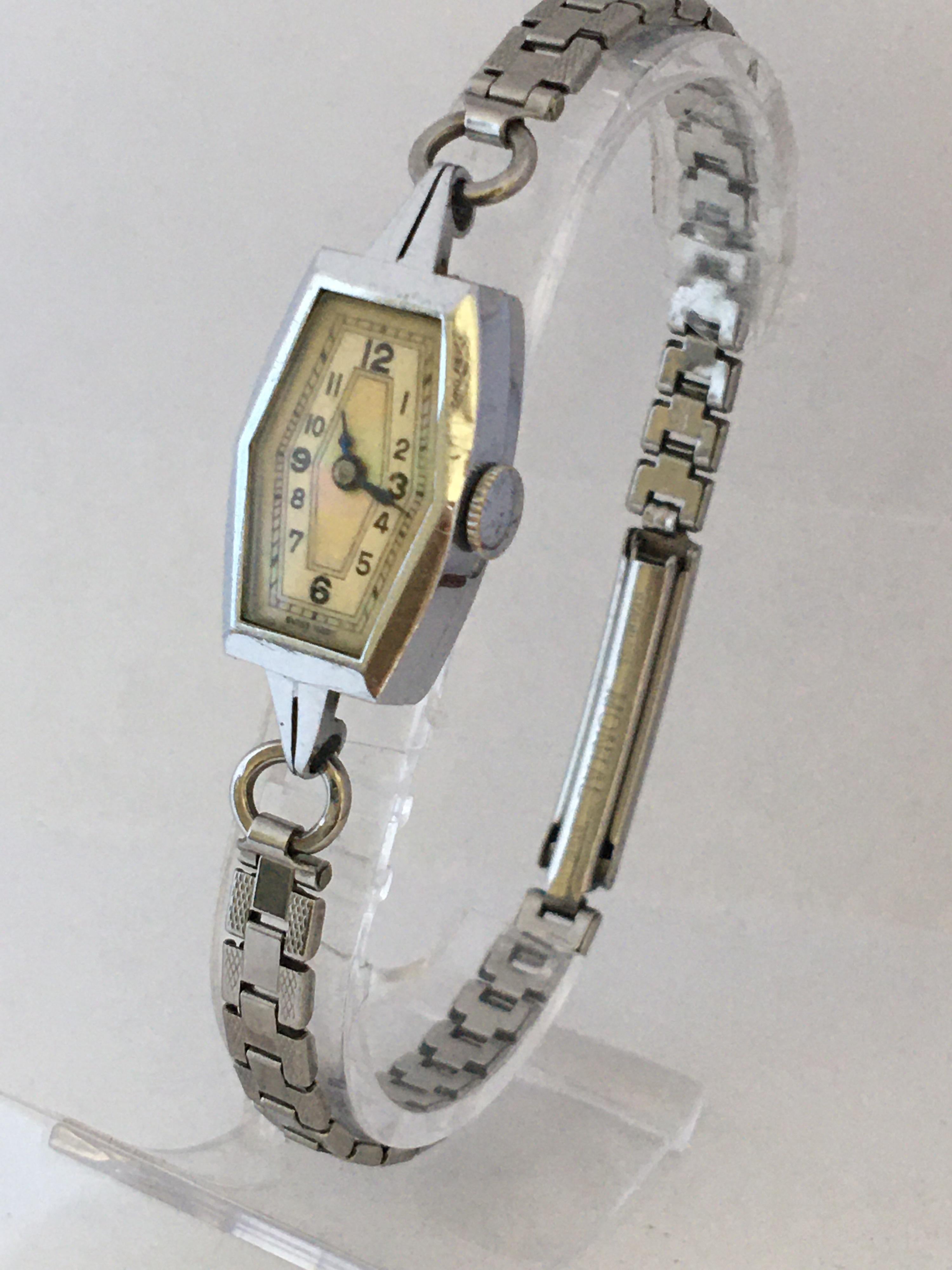 Vintage 1930s Stainless Steel Ladies Mechanical Cocktail Watch In Good Condition In Carlisle, GB