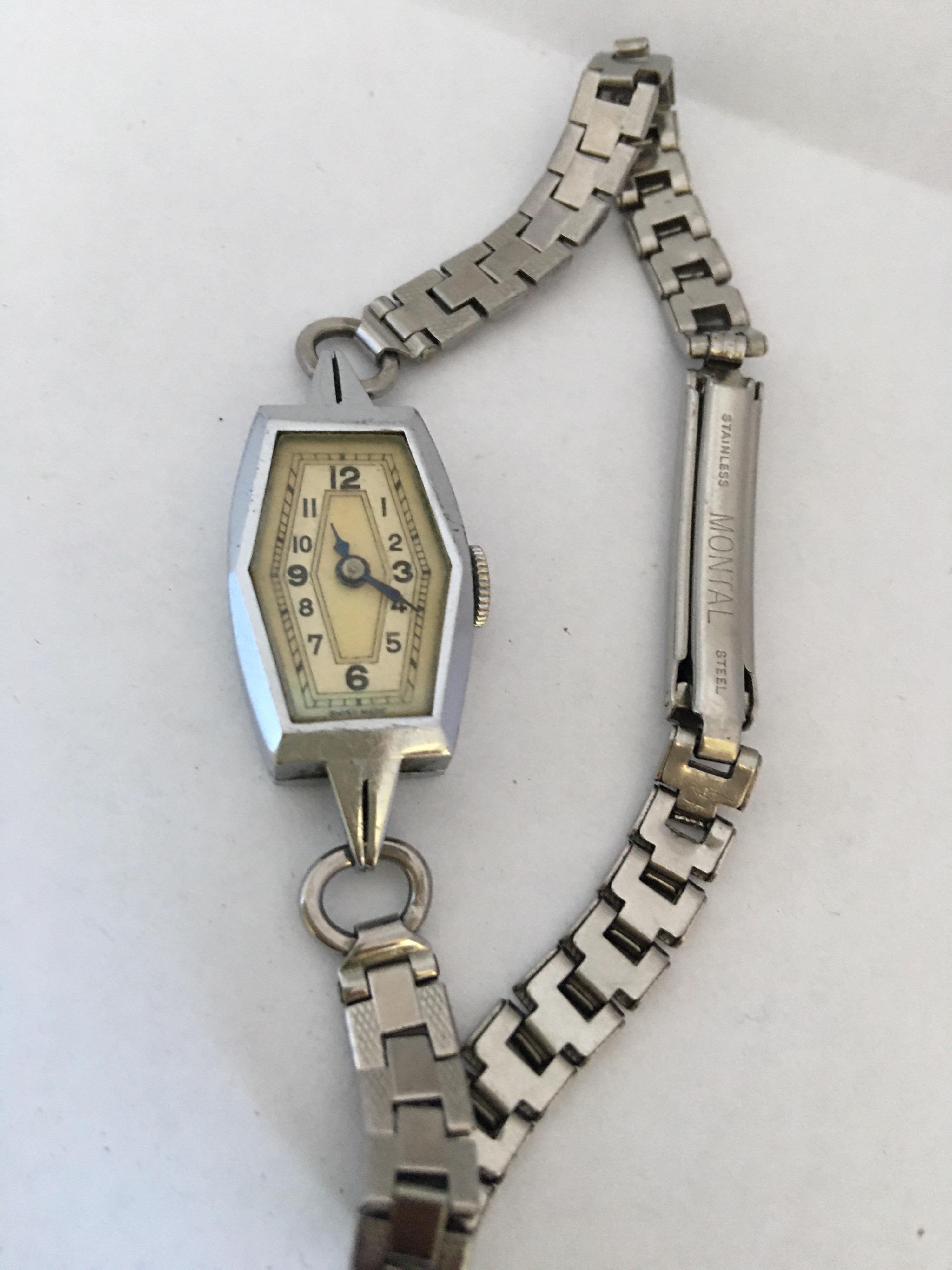 Vintage 1930s Stainless Steel Ladies Mechanical Cocktail Watch 3