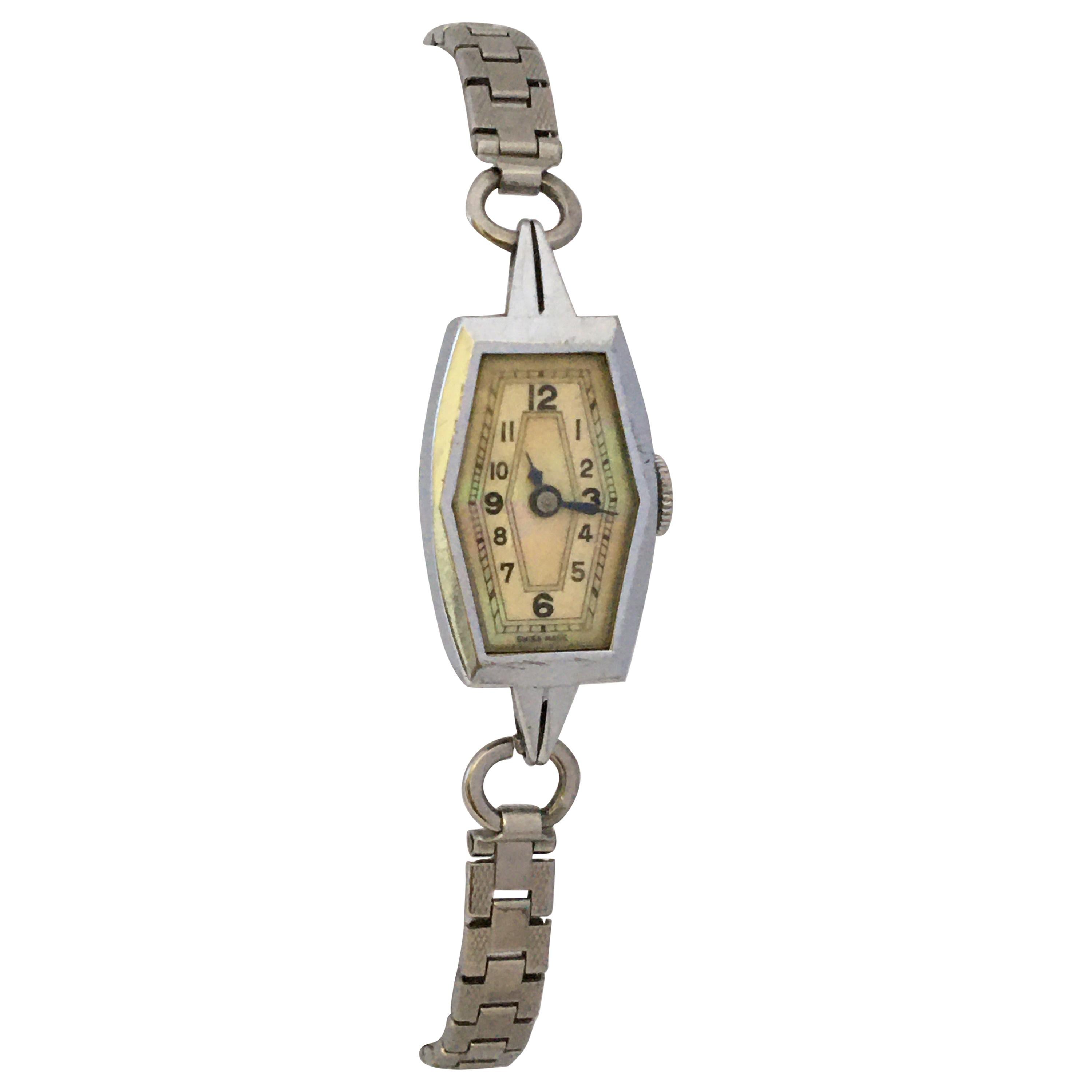 Vintage 1930s Stainless Steel Ladies Mechanical Cocktail Watch