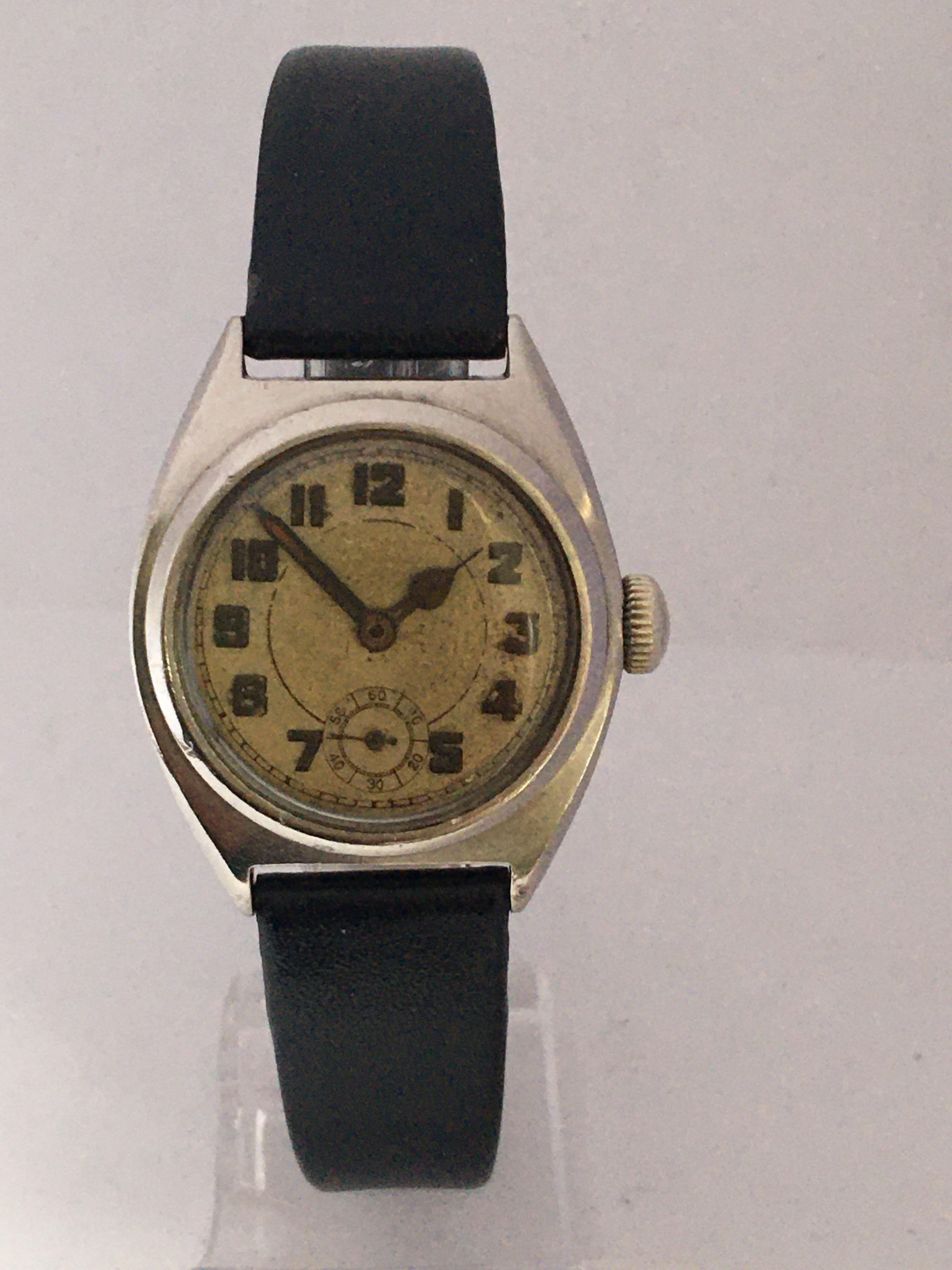 Vintage 1930s Stainless Steel Mechanical Watch For Sale 7