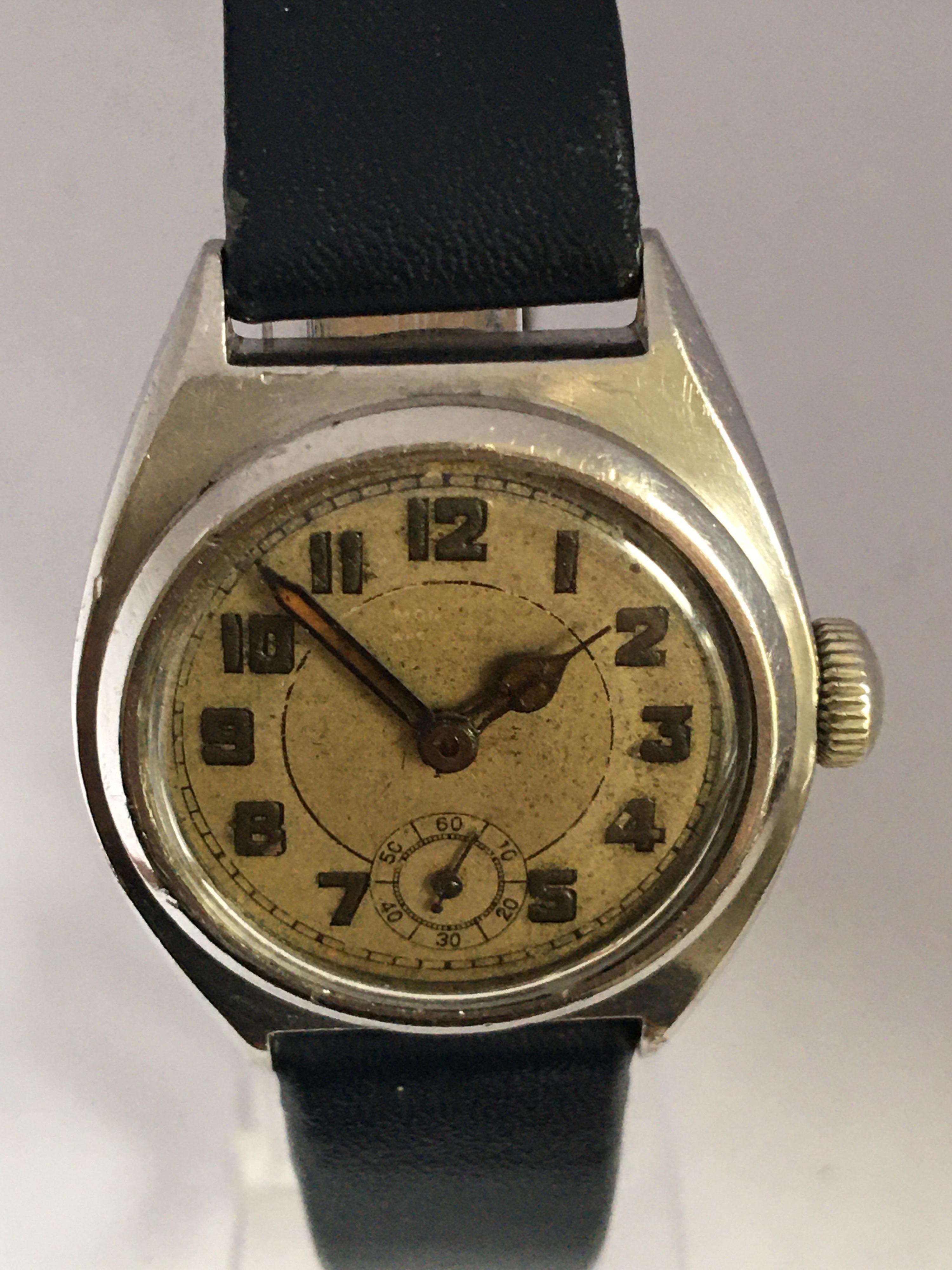 Vintage 1930s Stainless Steel Mechanical Watch For Sale 2