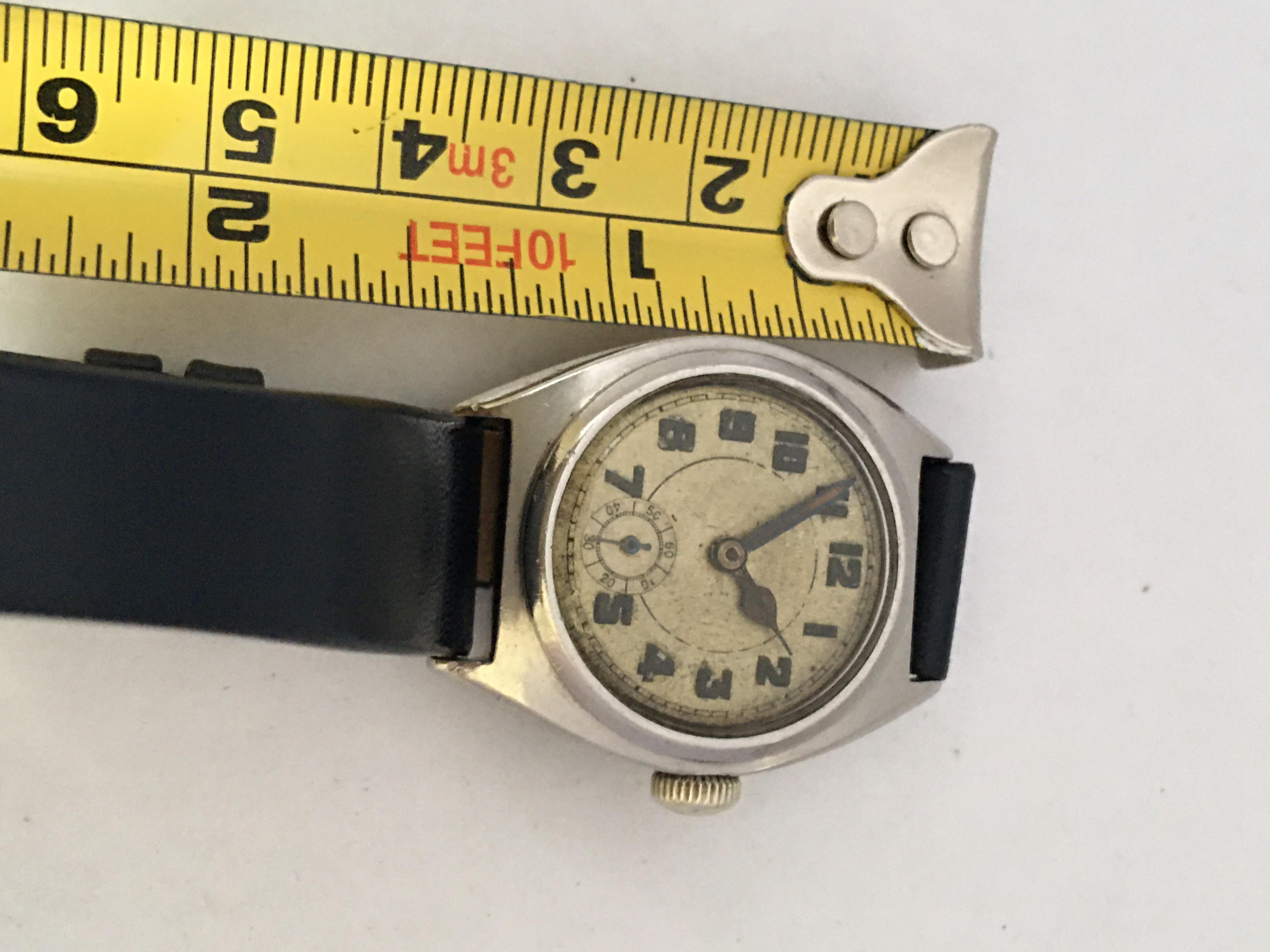 Vintage 1930s Stainless Steel Mechanical Watch For Sale 3
