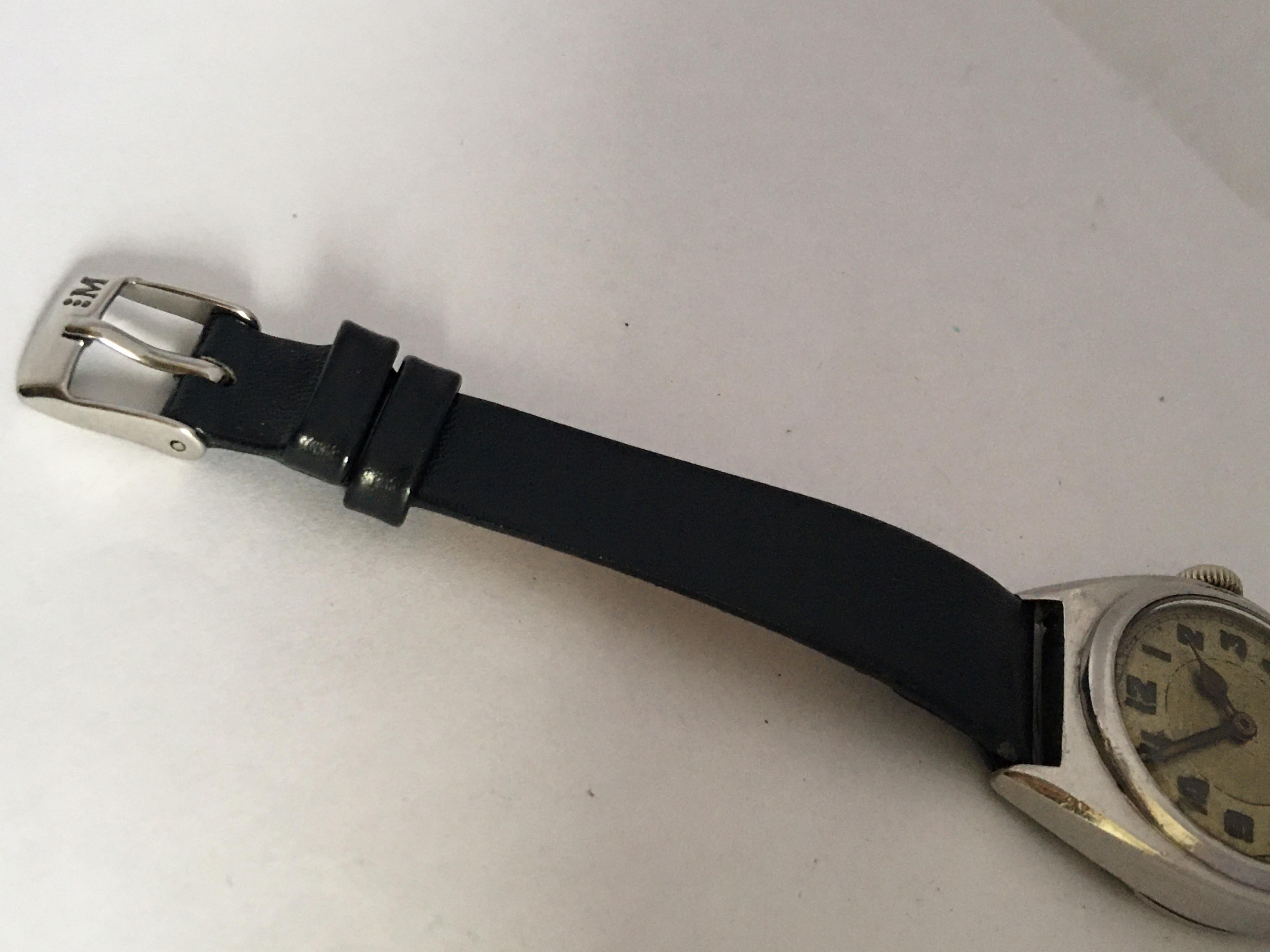 Vintage 1930s Stainless Steel Mechanical Watch For Sale 5