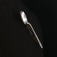 Vintage 1930s Sterling Silver Floral Spoon Pin Brooch Patent Marked 55.6mm 3.3g
