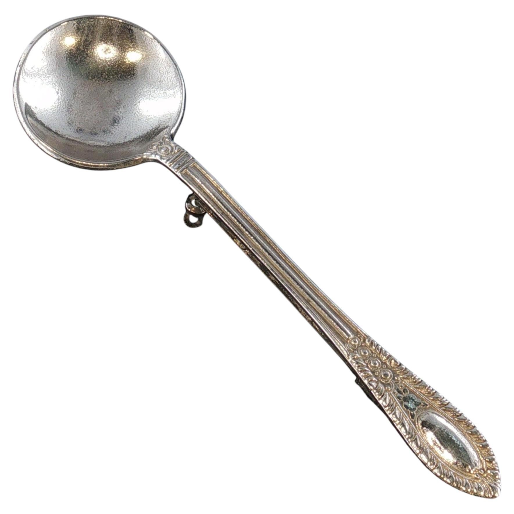 Vintage 1930s Sterling Silver Floral Spoon Pin Brooch Patent Marked 55.6mm 3.3g