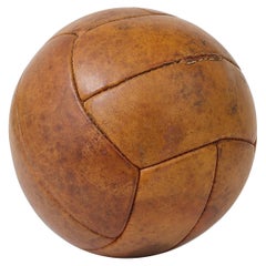 Vintage 1930s Tan Leather Medicine Ball from a Gym, Czech Republic, 1930s