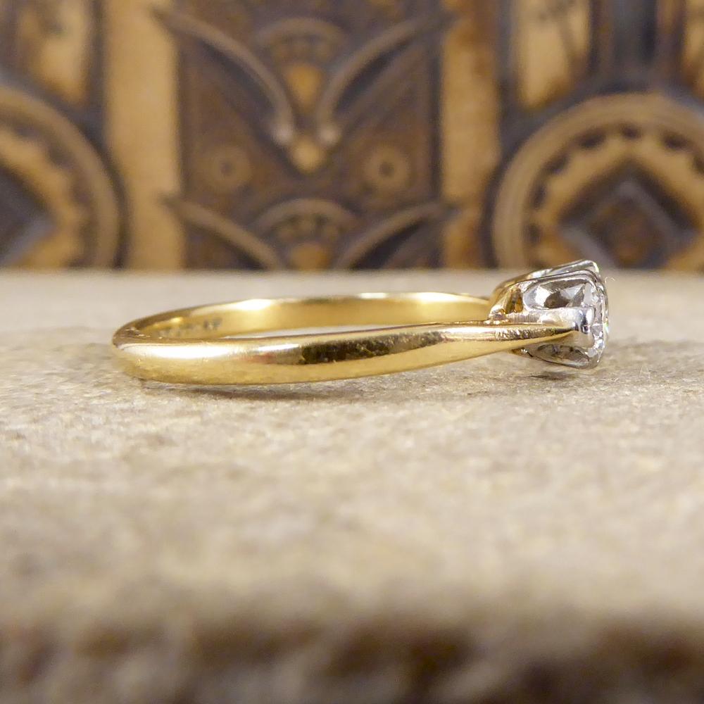vintage three stone engagement ring gold