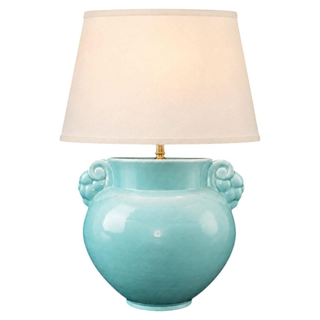 Vintage 1930s Turquoise Poole Pottery Table Lamp