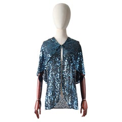 Vintage 1930's turquoise sequin capelet vintage 1930s sequin cape UK 8-10 US 4-6