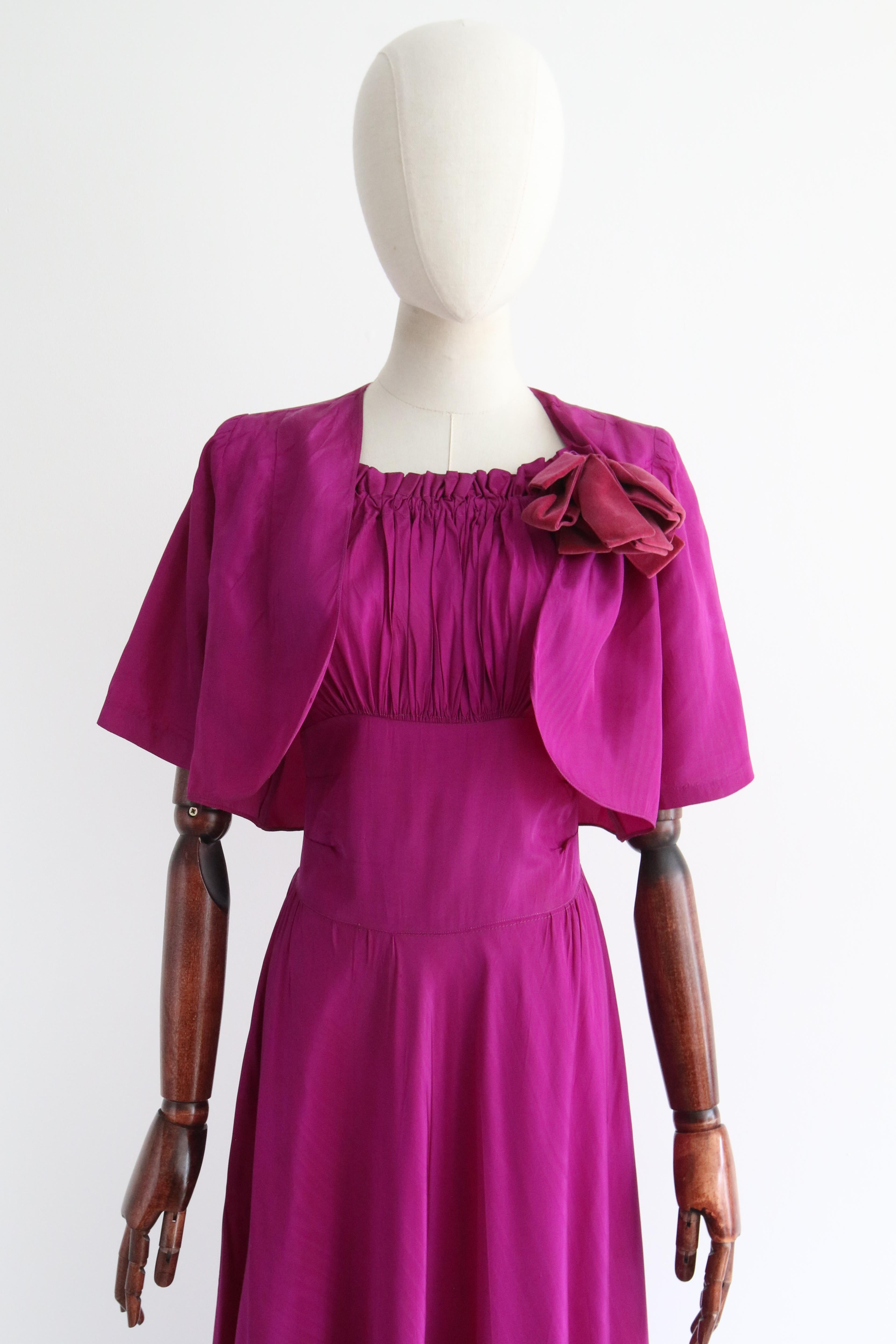 Vintage 1930's Ultra Violet Dress & Bolero UK 12 US 8 5