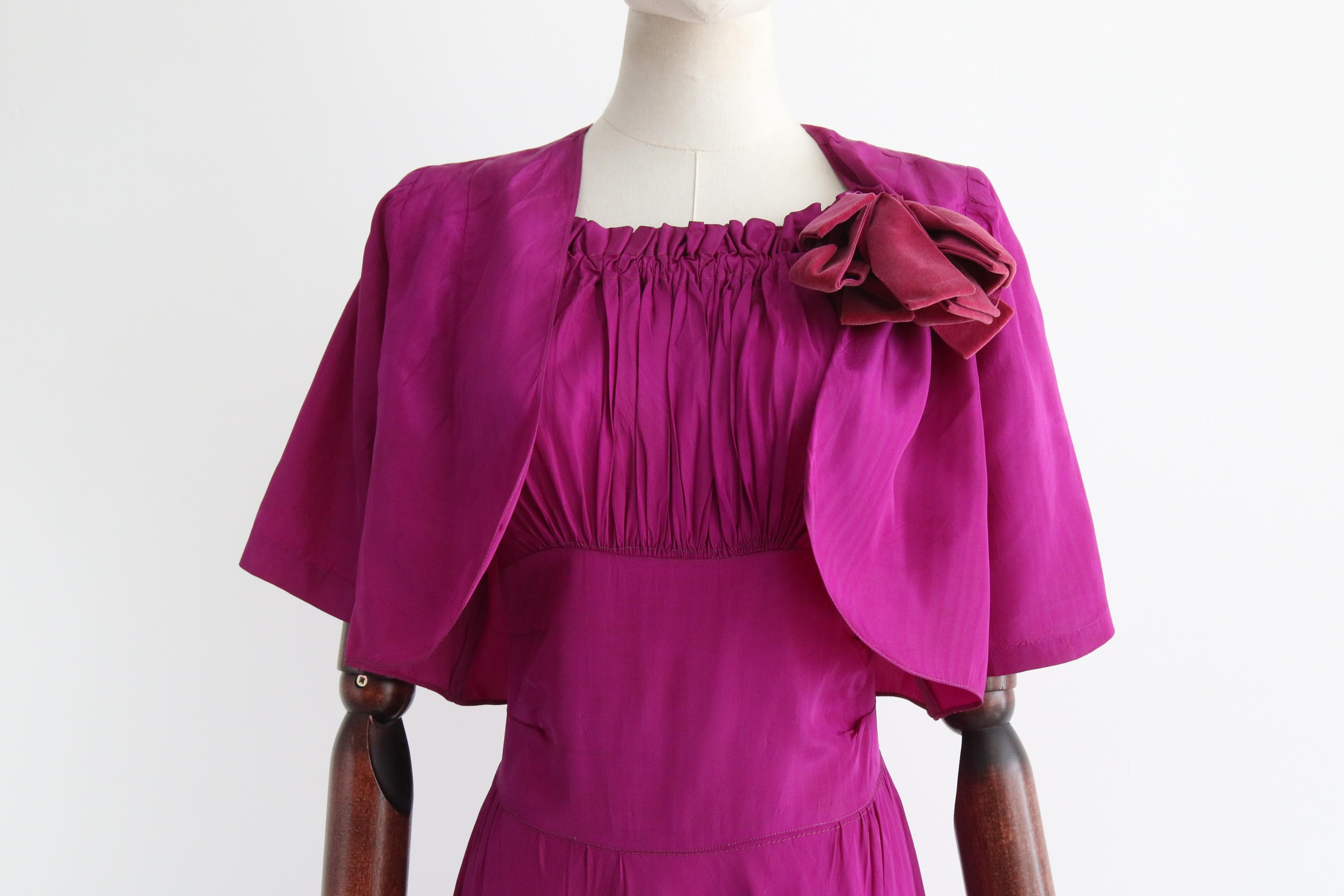 Vintage 1930's Ultra Violet Dress & Bolero UK 12 US 8 6