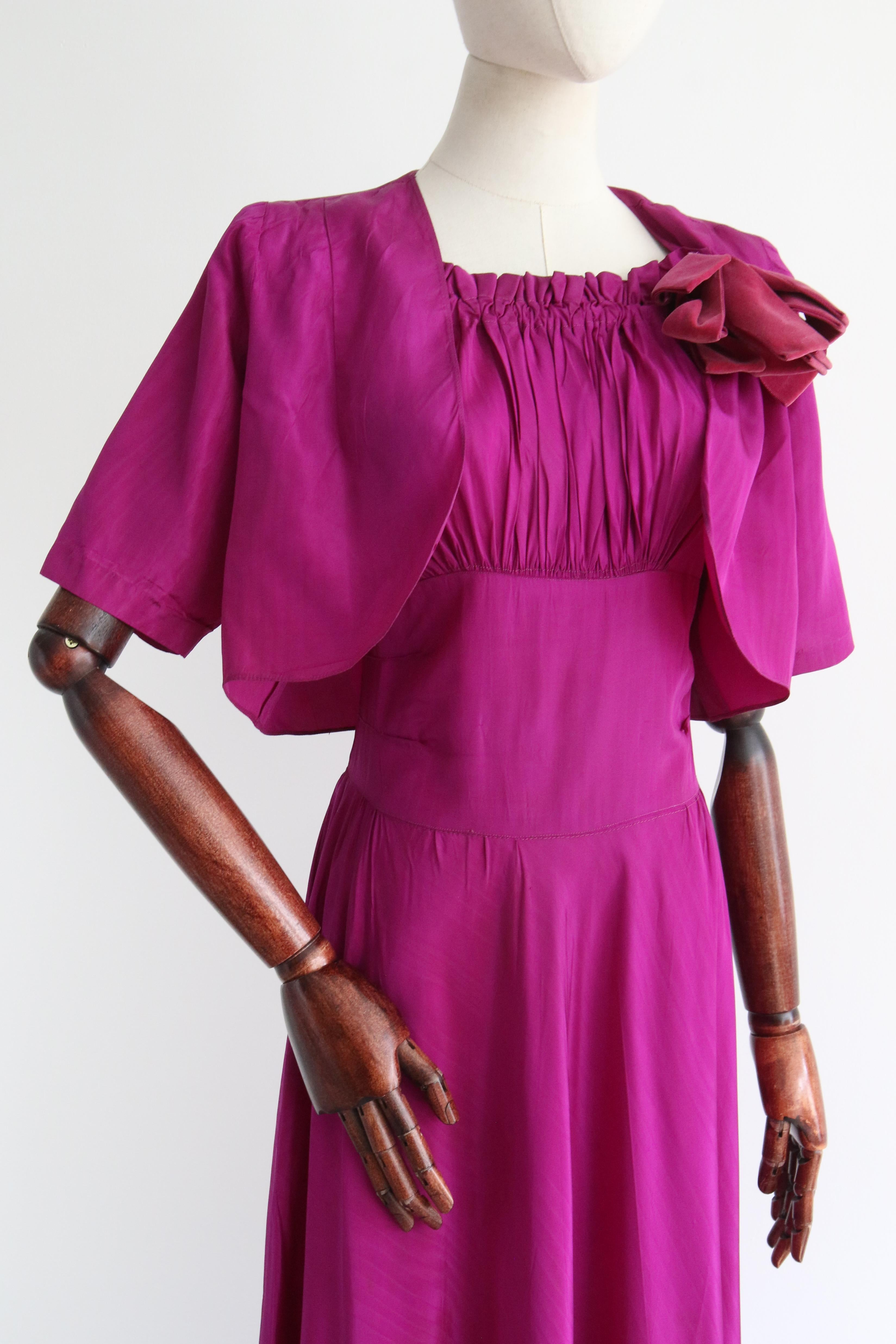 Vintage 1930's Ultra Violet Dress & Bolero UK 12 US 8 7