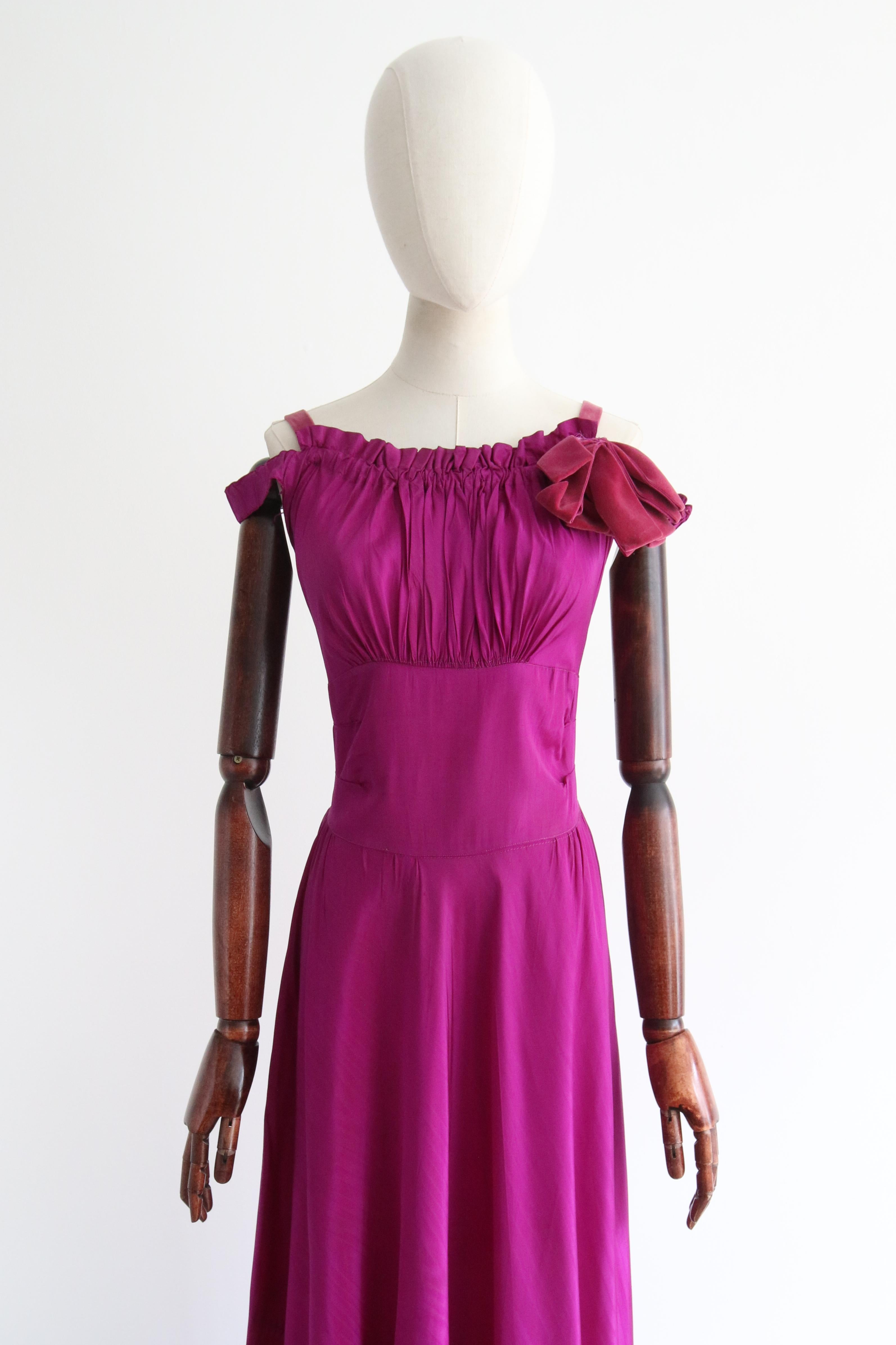 Purple Vintage 1930's Ultra Violet Dress & Bolero UK 12 US 8