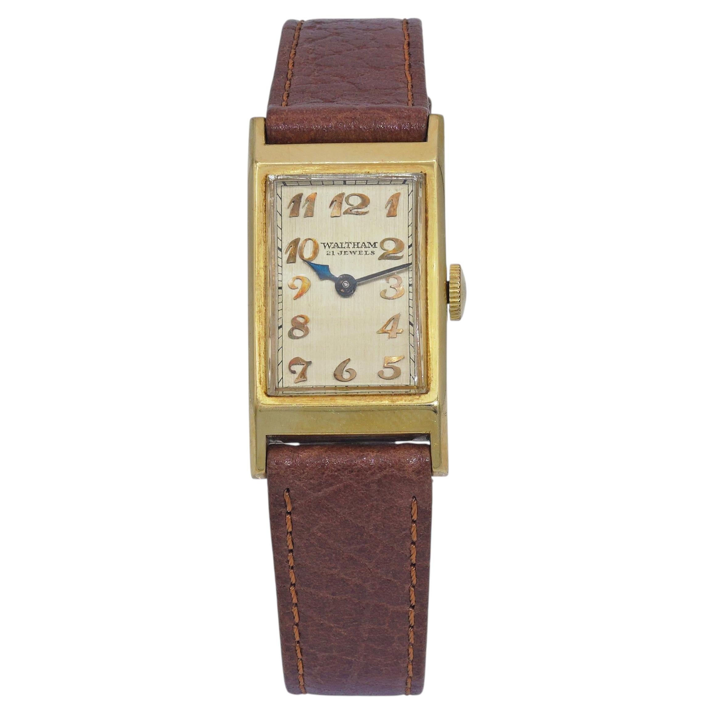 Vintage 1930s Waltham 14k Yellow Gold 21 Jewels Watch