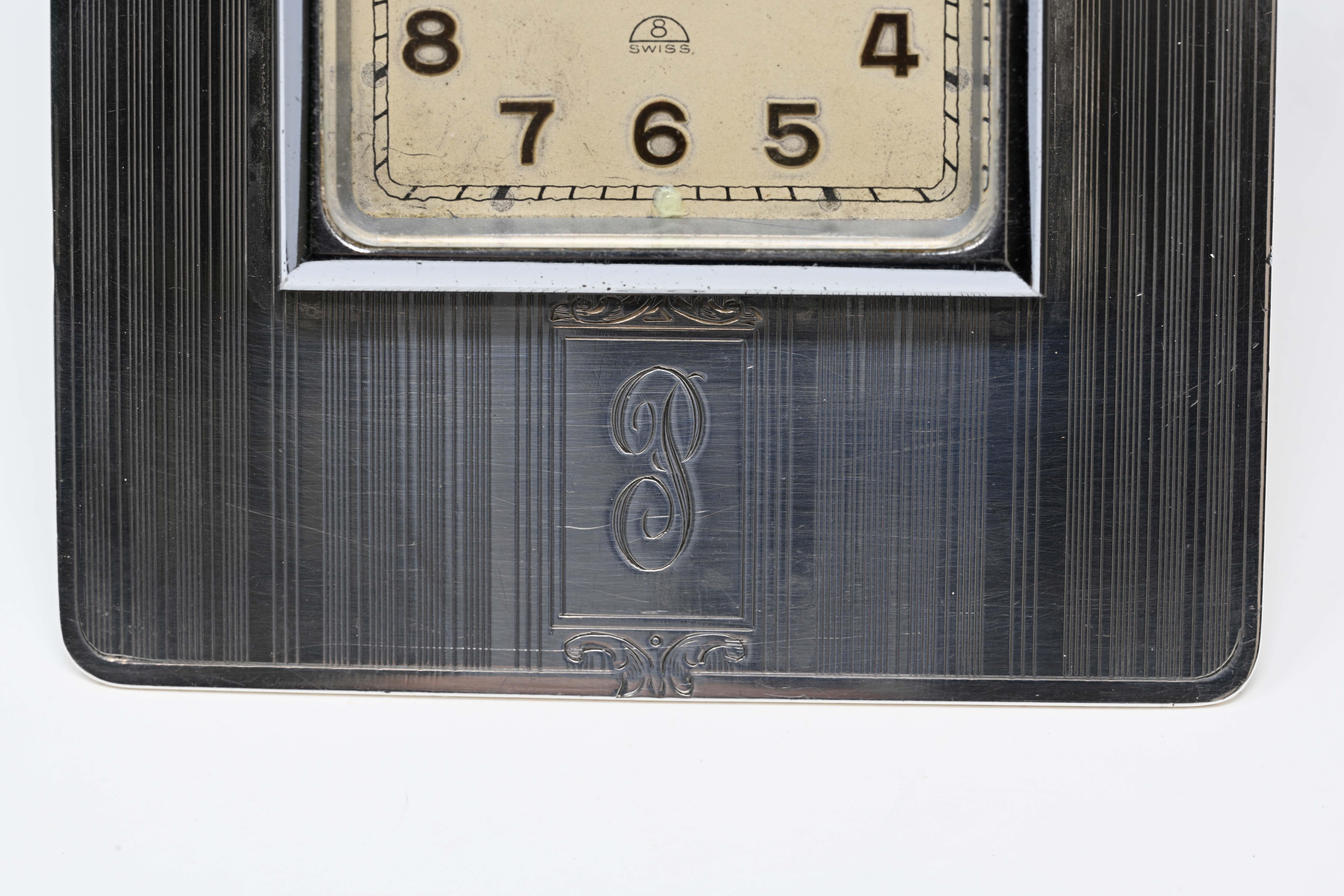 Vintage 1939 Birks Sterling silver Desk Clock For Sale 2