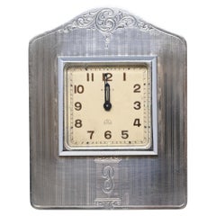 Horloge de bureau vintage Birks en argent sterling de 1939