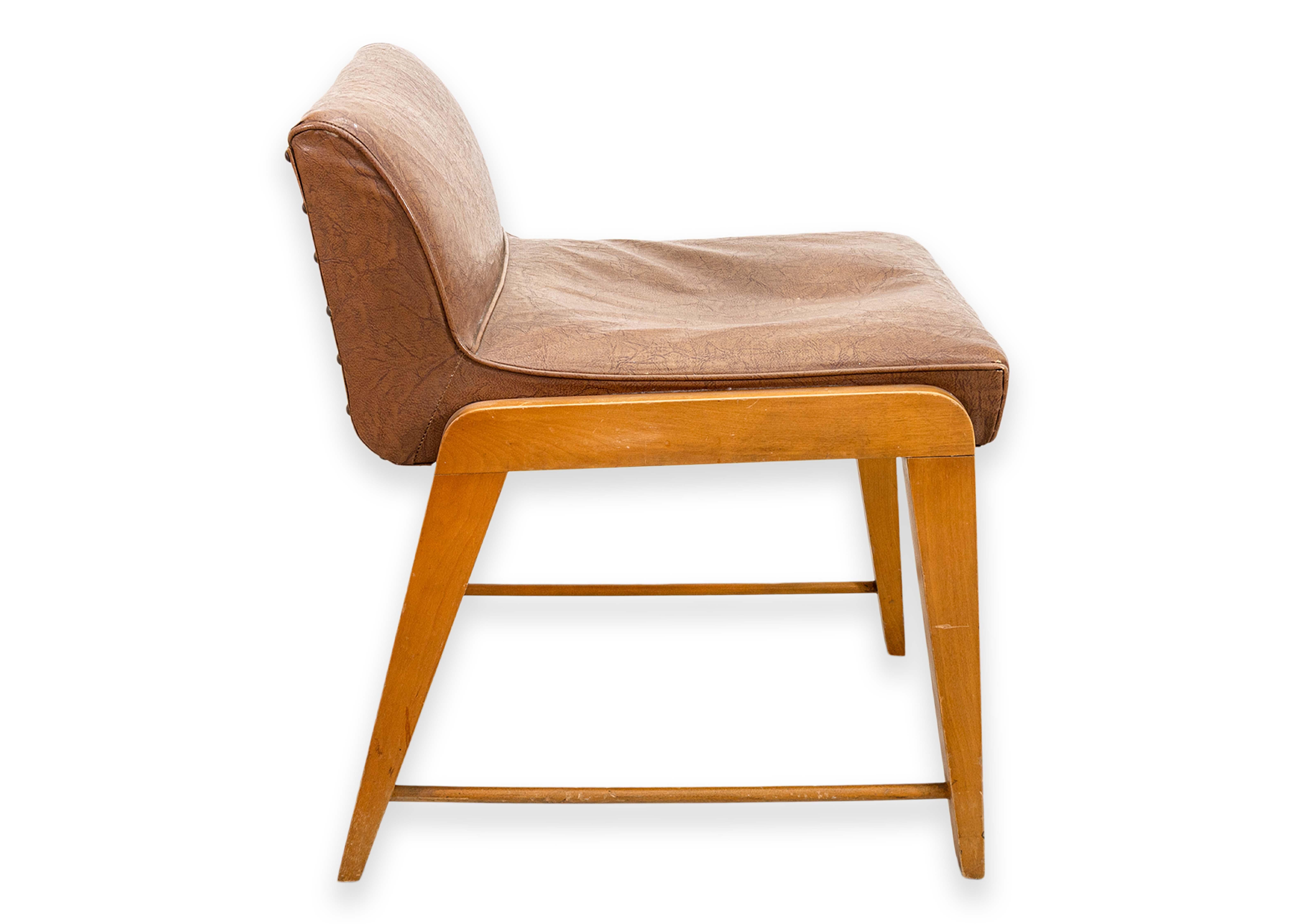 Vintage 1939 Gilbert Rohde para Herman Miller Modelo 4140 Taburete de tocador moderno en Bueno estado para la venta en Keego Harbor, MI