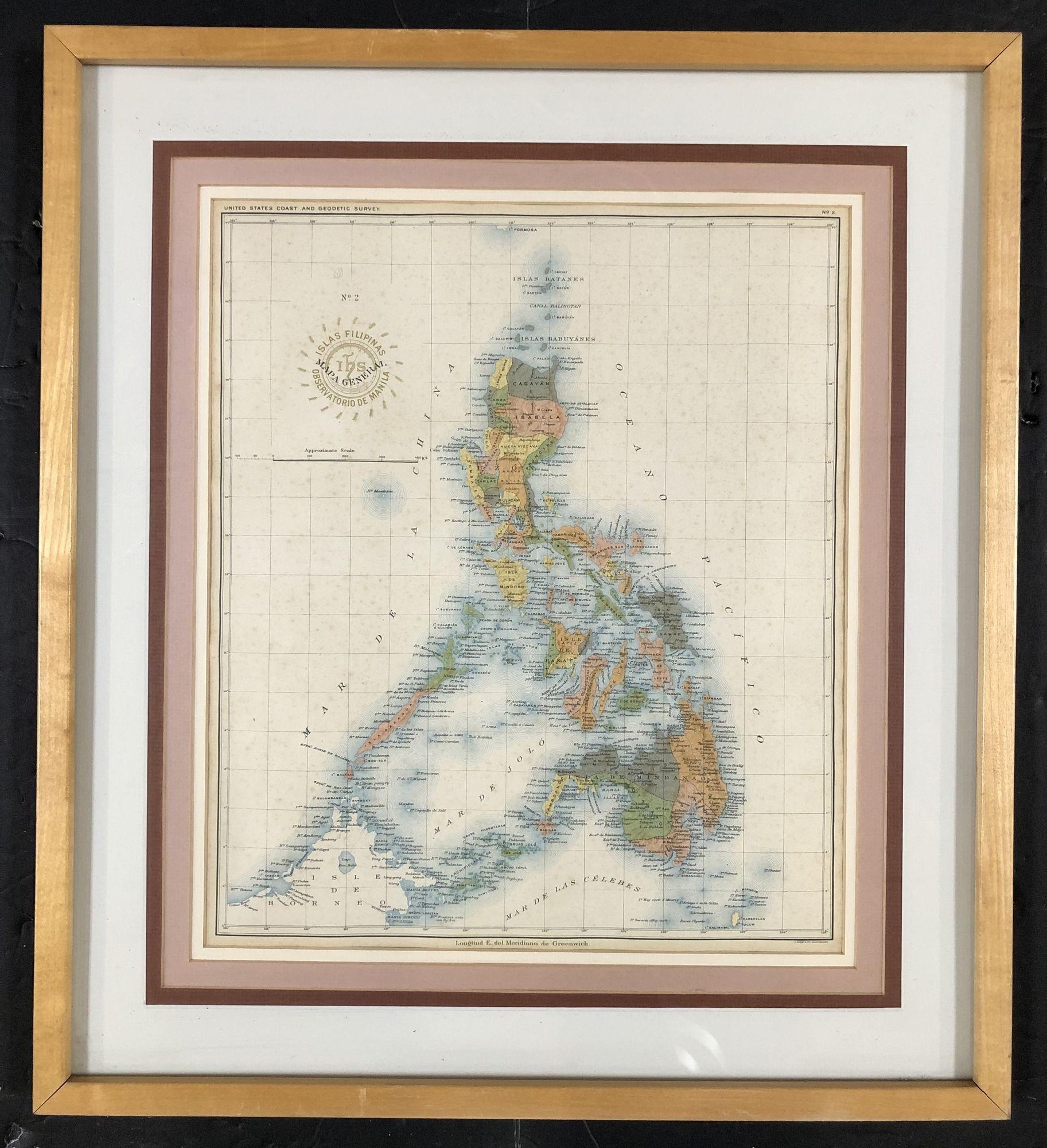 British Colonial Vintage 1939 Map of the Philippines and 1939 Cenus