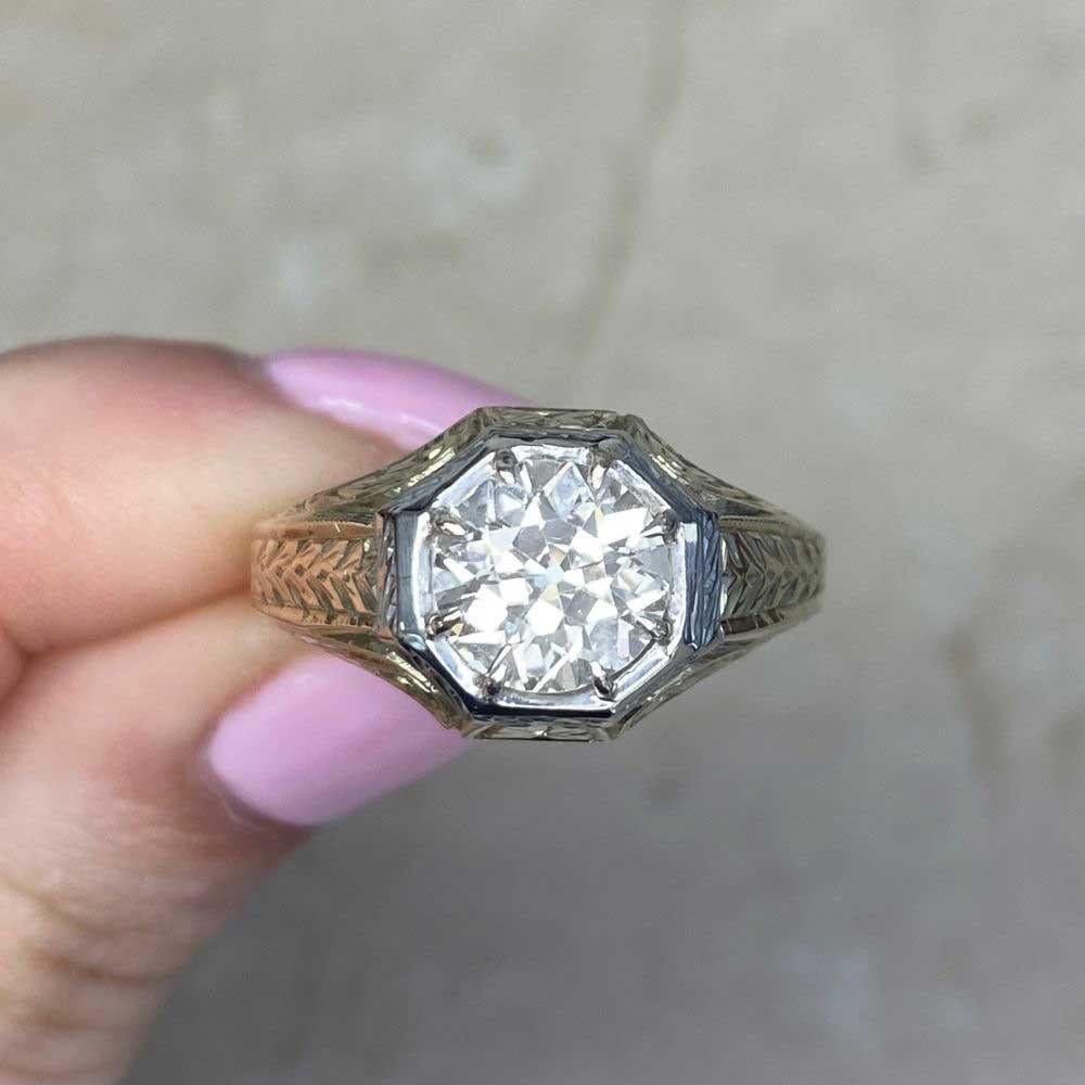 Vintage 1.93ct Old European cut Diamond Engagement Ring, 14K Yellow Gold For Sale 3