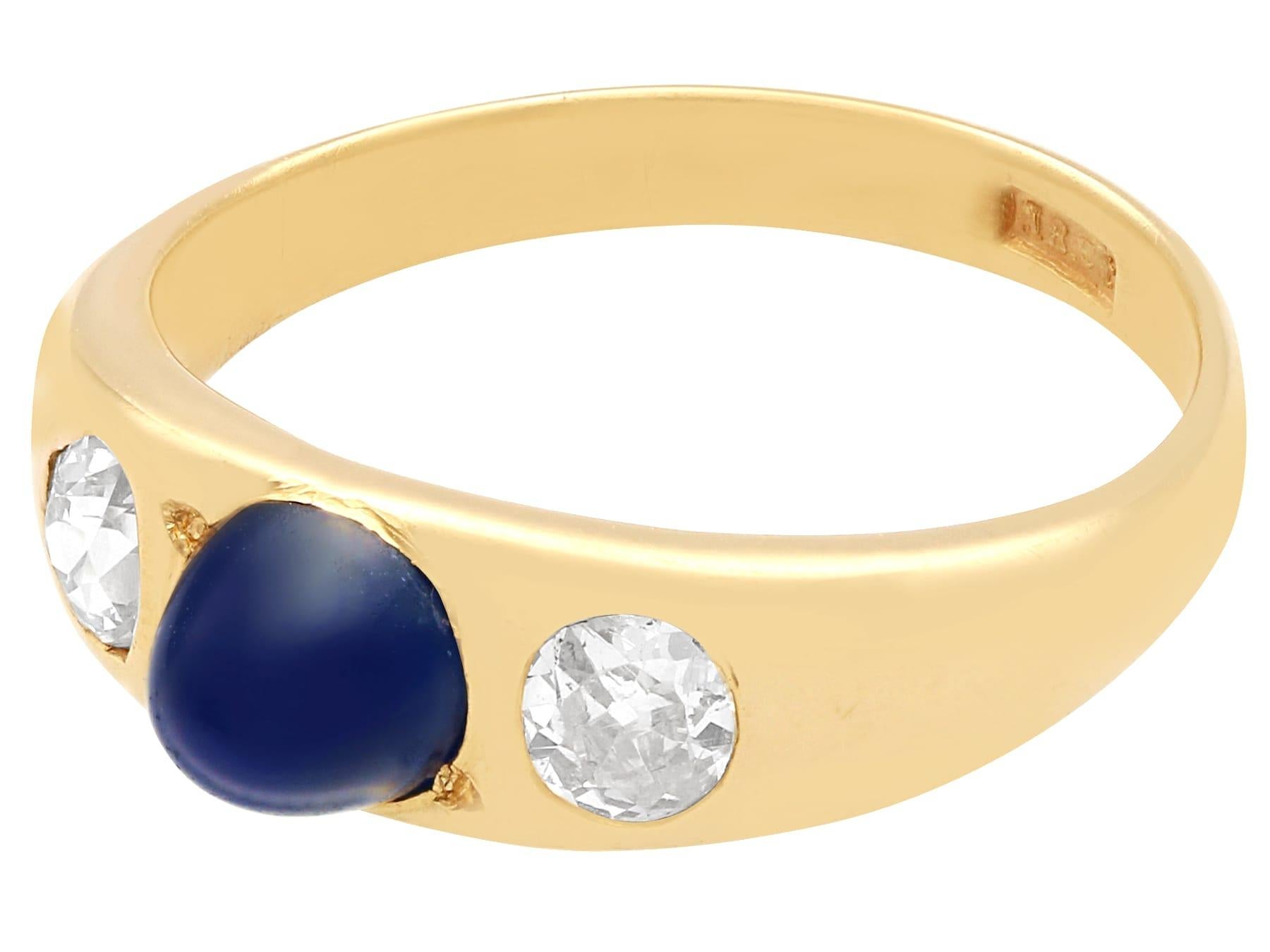 Cabochon Vintage 1.93Ct Sapphire and 0.63Ct Diamond 18k Yellow Gold Dress Ring Circa 1940 For Sale