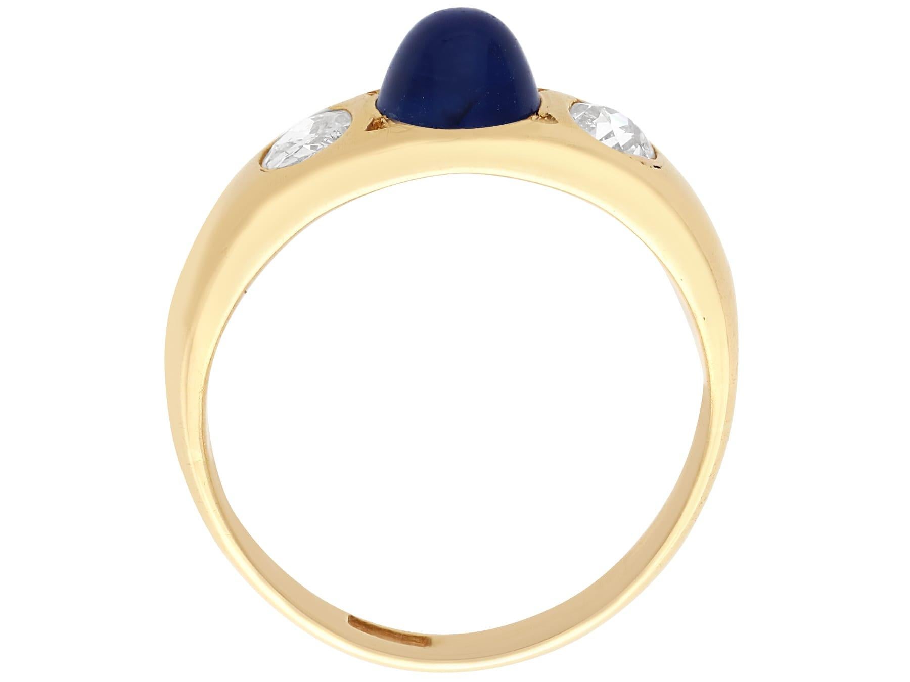 Women's or Men's Vintage 1.93Ct Sapphire and 0.63Ct Diamond 18k Yellow Gold Dress Ring Circa 1940 For Sale
