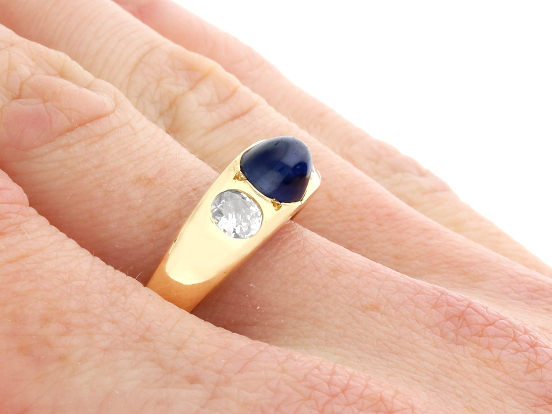 Vintage 1.93Ct Sapphire and 0.63Ct Diamond 18k Yellow Gold Dress Ring Circa 1940 For Sale 2