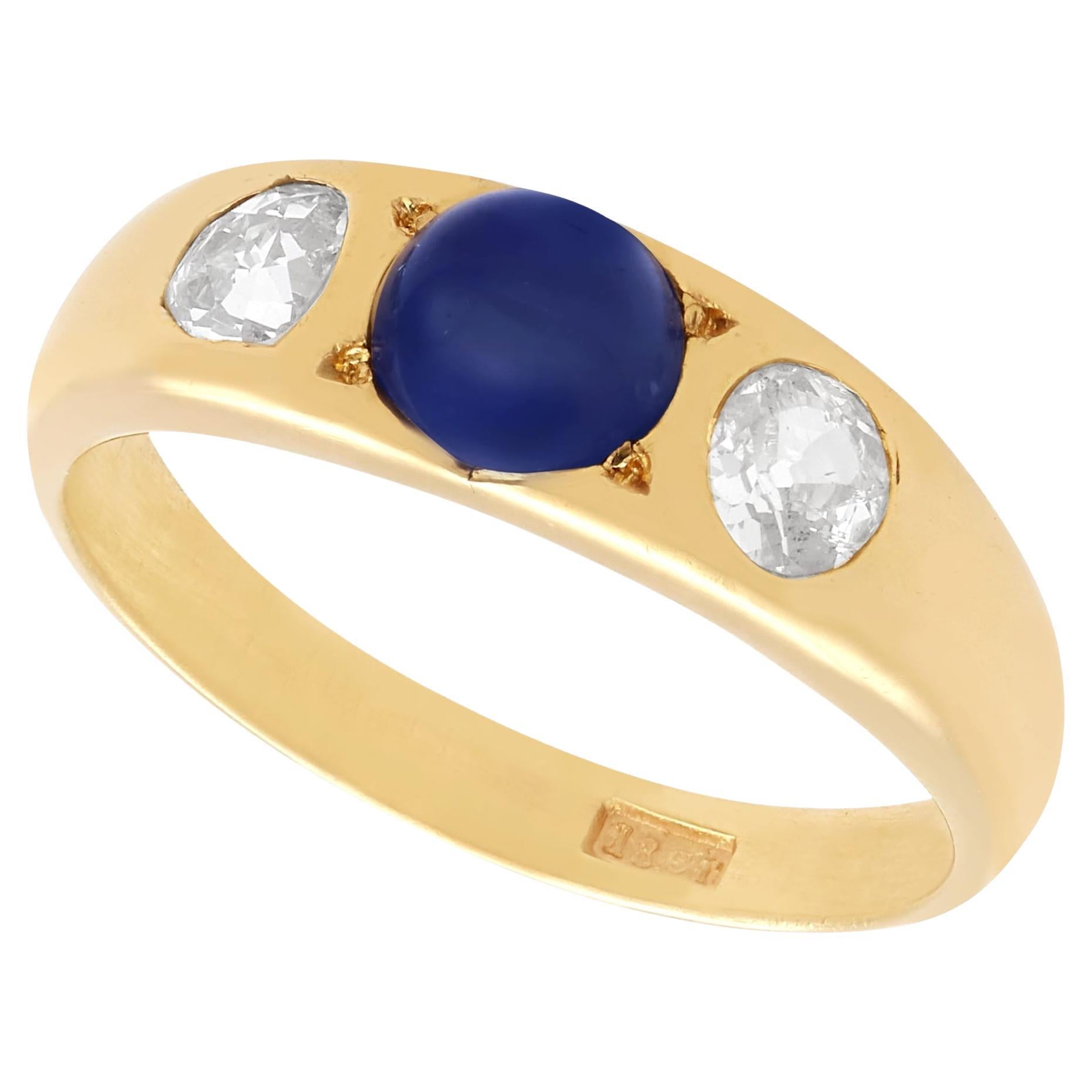 Vintage 1.93Ct Sapphire and 0.63Ct Diamond 18k Yellow Gold Dress Ring Circa 1940 For Sale