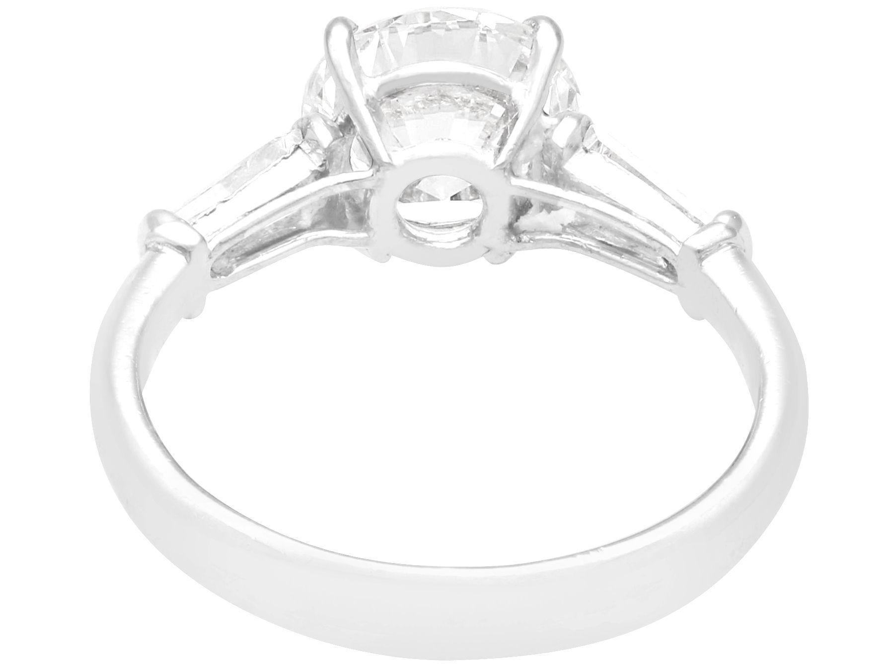 Vintage and Contemporary 1.94 Carat Diamond and 18K White Gold Solitaire Ring For Sale 1