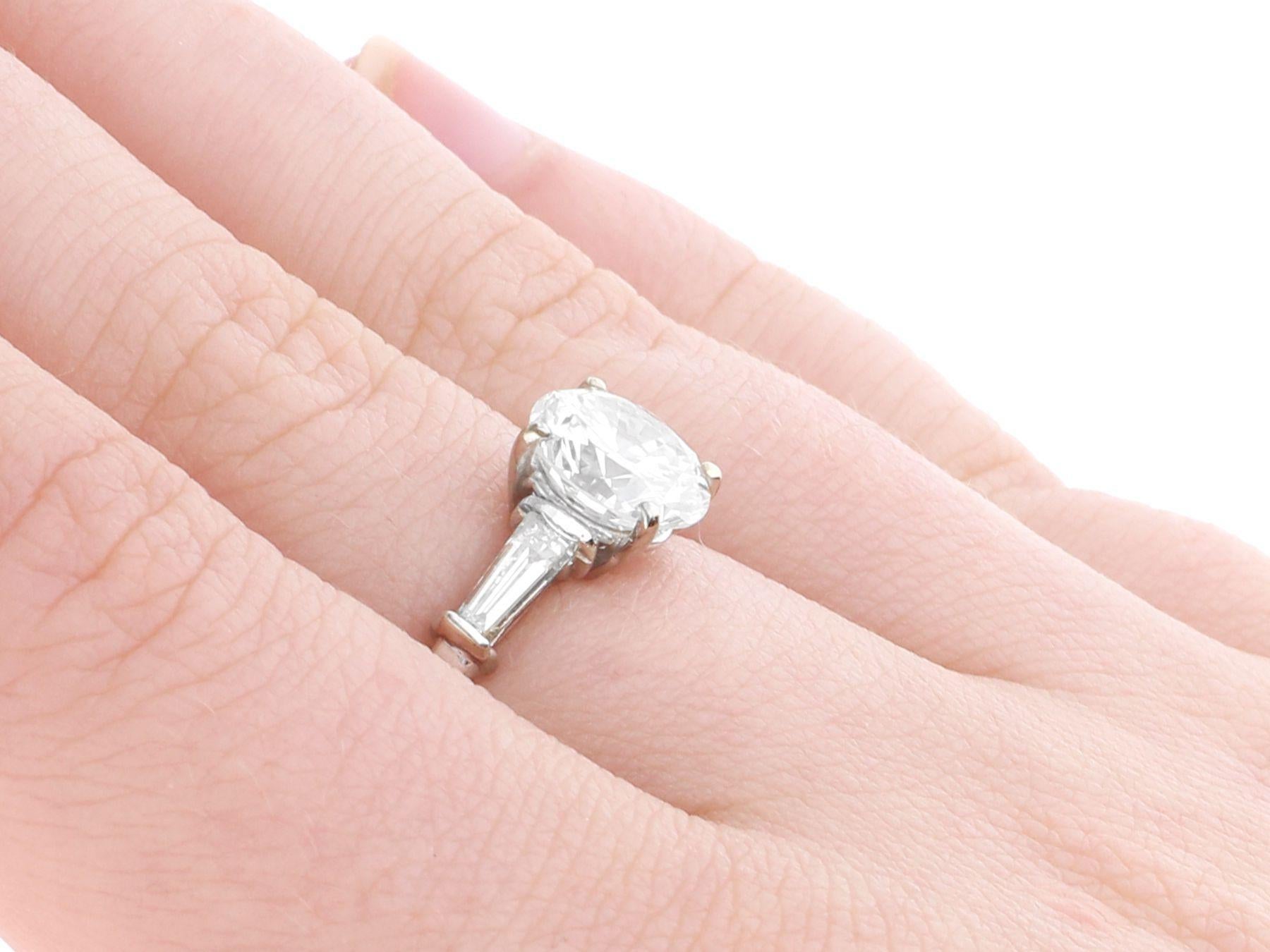 Vintage and Contemporary 1.94 Carat Diamond and 18K White Gold Solitaire Ring For Sale 5