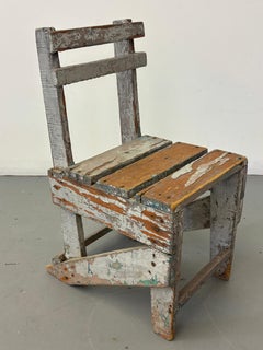 Vintage 1940 Hand-Built Primitive Wood Chair with Distressed Finish