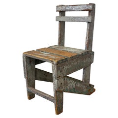 Vintage 1940 Hand-Built Primitive Wood Chair with Distressed Finish