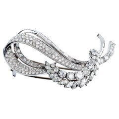 Vintage 1940´s old cut diamond Brooche-Pin Harp Design totaling 8ct diamonds