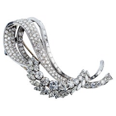 Vintage 1940´s old cut diamond Brooche-Pin Harp Design totaling 8ct diamonds