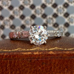 Anello di fidanzamento vintage degli anni '40 con diamante da 1,2 carati 18k