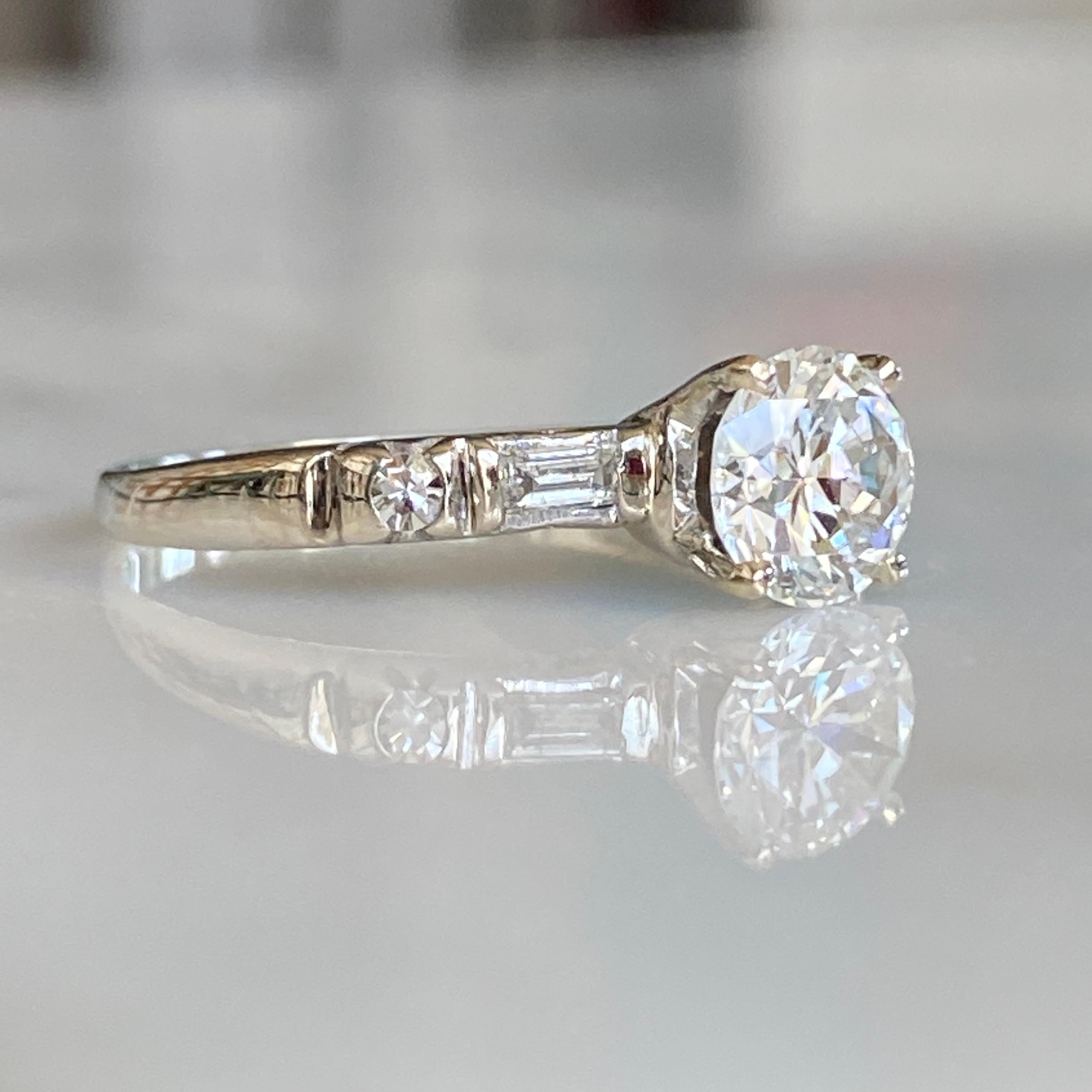Vintage 1940’s 1.2ct Diamond 18k Engagement Ring In Excellent Condition In Scotts Valley, CA