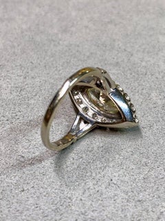Vintage 1940’s 14K Marquise Diamond Halo Engagement Cocktail Ring 2ctw