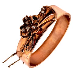 Vintage 1940's 14K Rose Gold Retro Bangle Bracelet with Trumpet Design