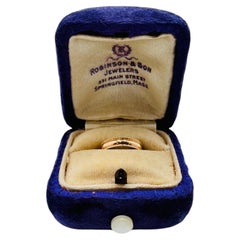 Vintage 1940s 14K Yellow Gold Milgrain Baby Ring with Original Purple Box