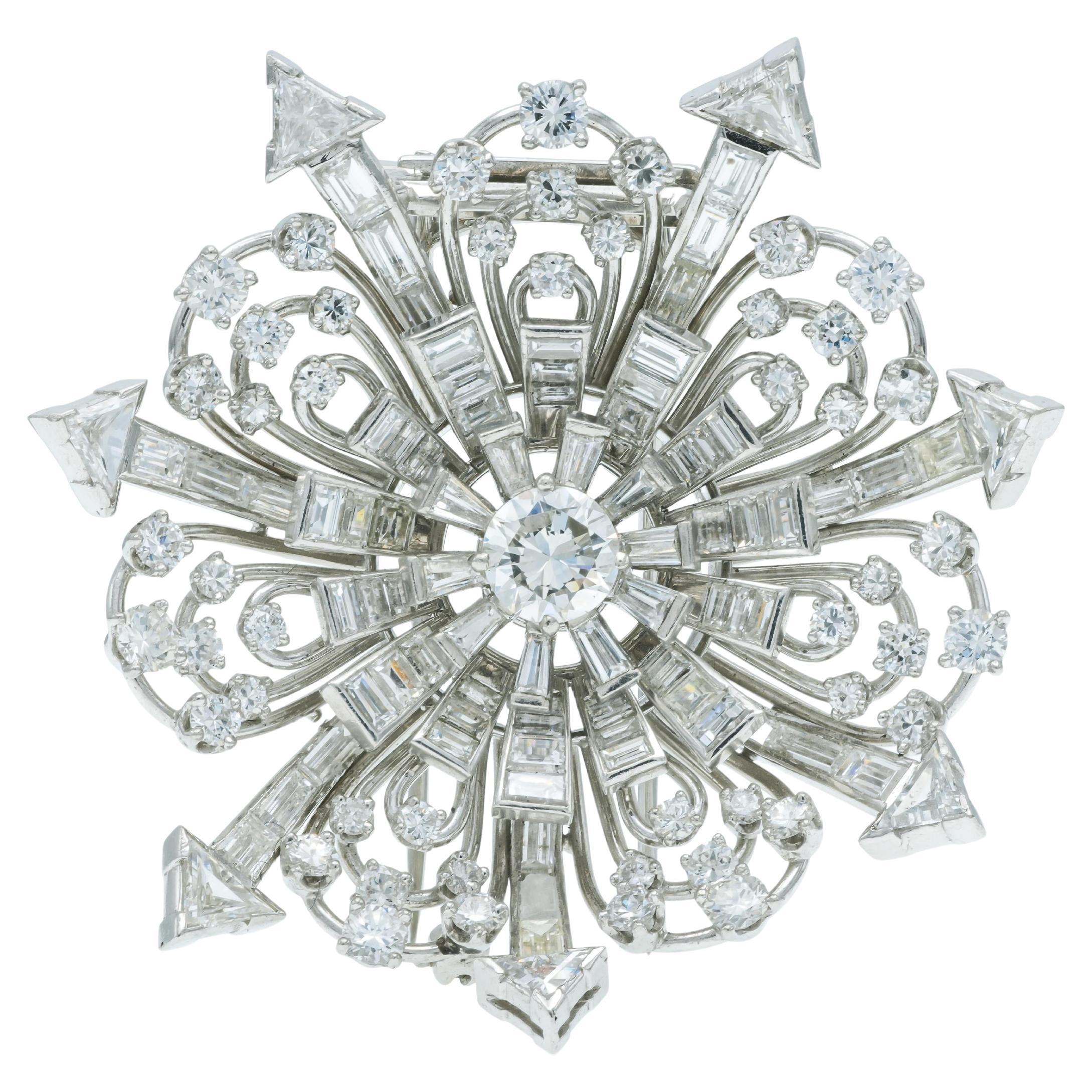 Spilla a fiore con diamante da 18,46 carati Vintage By 1940
