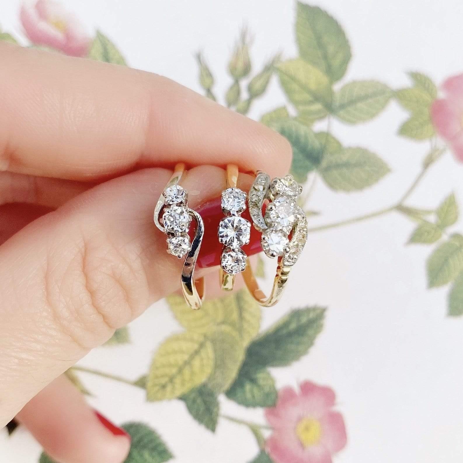 Vintage 1940s 18ct Gold 0.42ct Diamant Ring Damen im Angebot