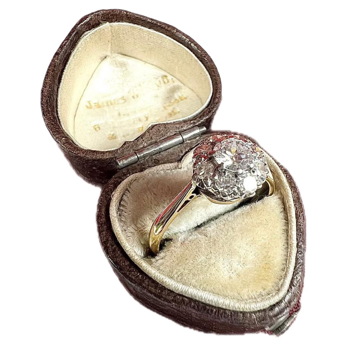 Vintage 1940’s 18ct Gold & Platinum Diamond Engagement For Sale