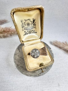 Vintage 1940s, 18ct Rose Gold Stamped, Diamond Bombe & Fan Cocktail Ring