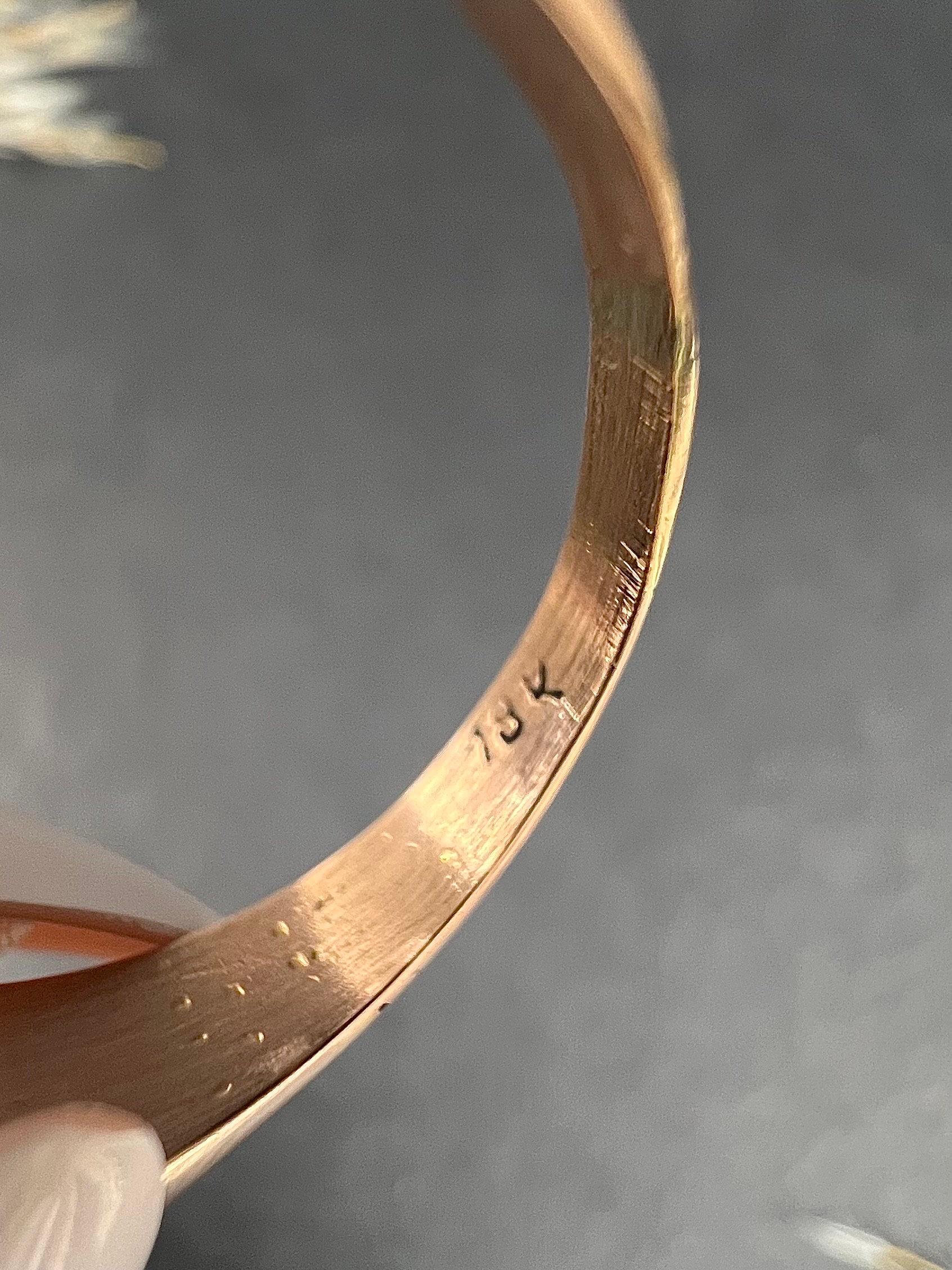 Vintage 1940s, 18ct Rose Gold, Three Row Ruby & Diamond Tank Cocktail Ring For Sale 3