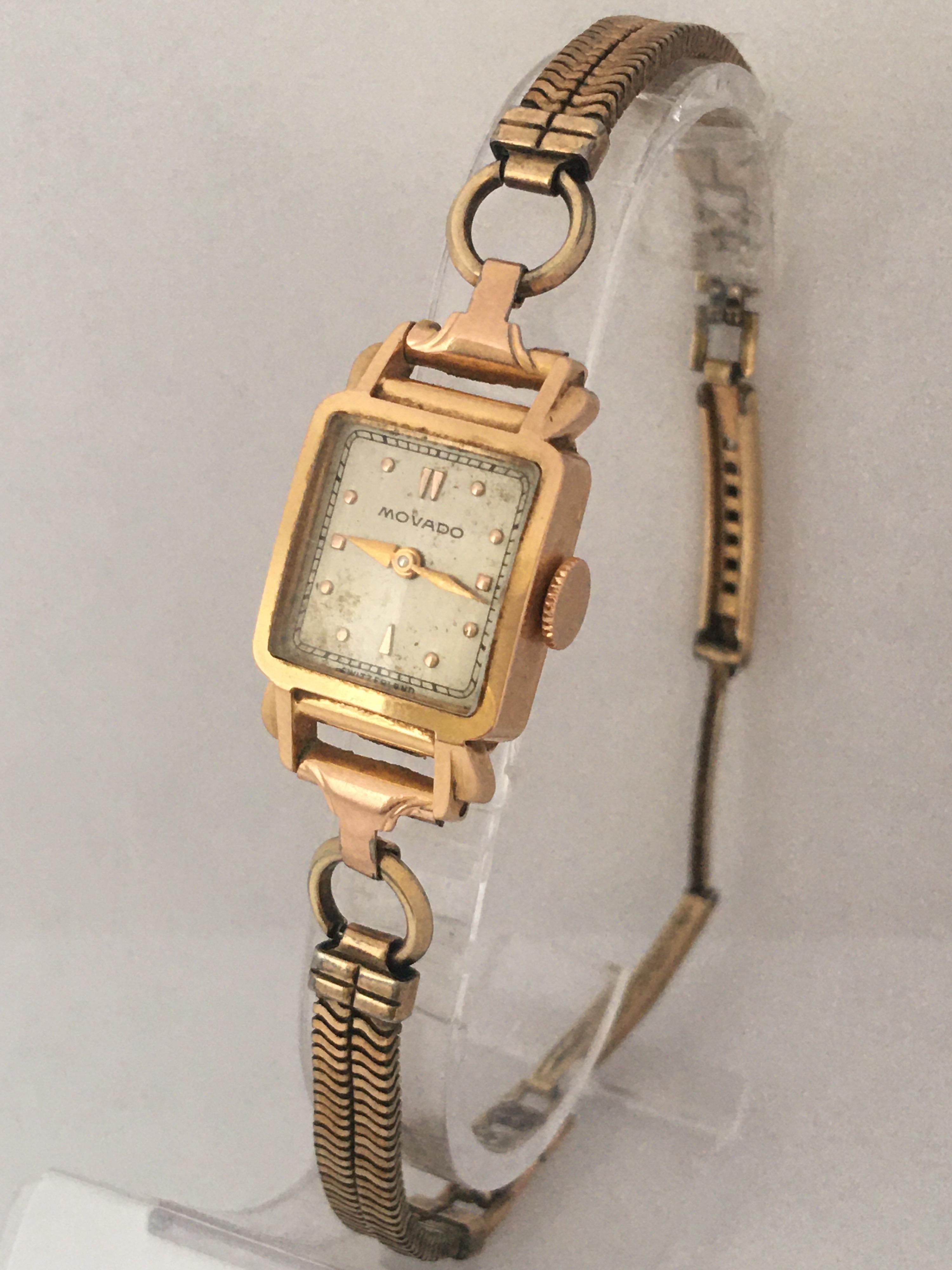 Vintage 1940s 18 Karat Gold Movado Mechanical Ladies Cocktail Watch For ...